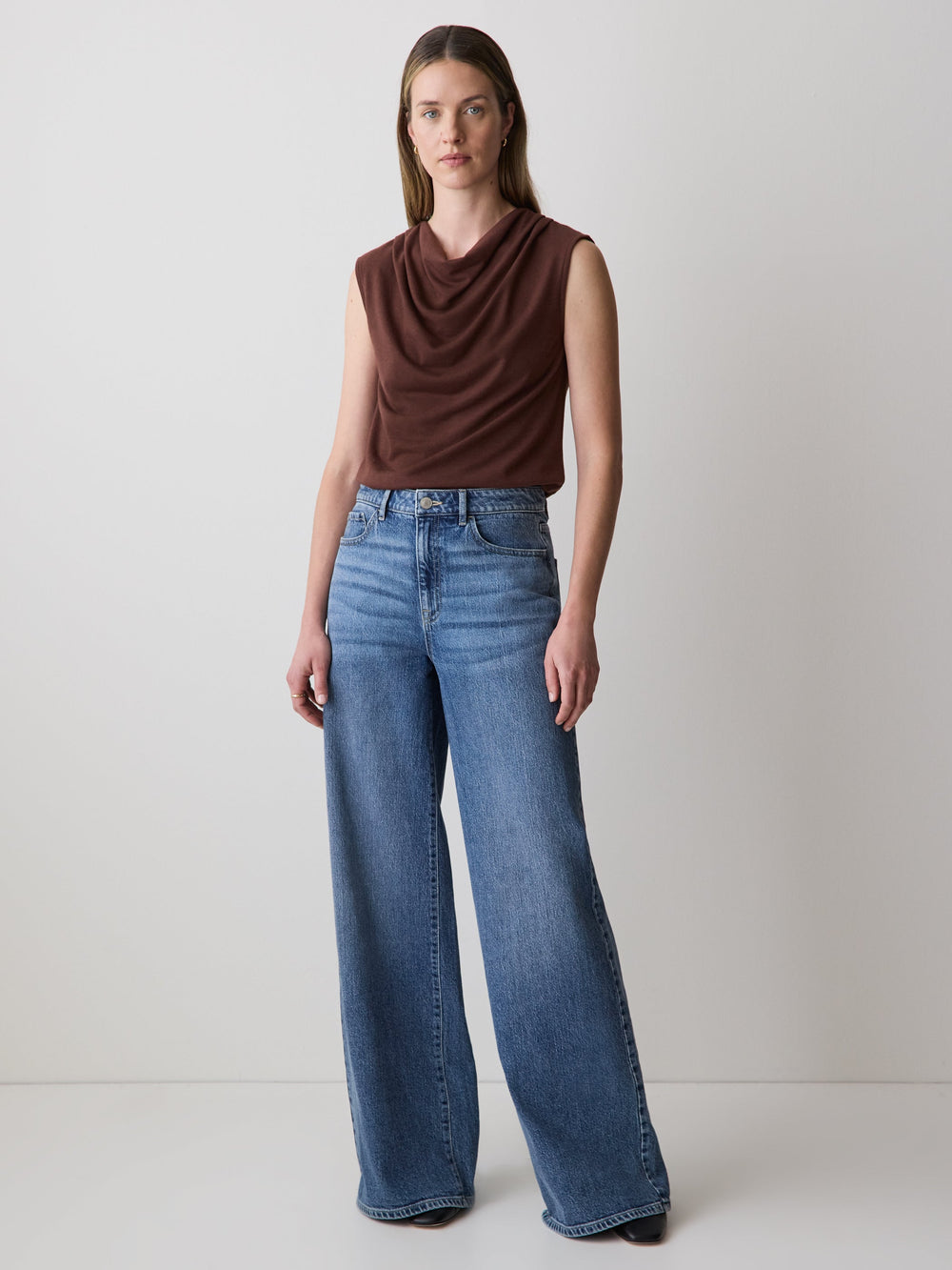 RW&CO Sleeveless Top with Cowl Neckline