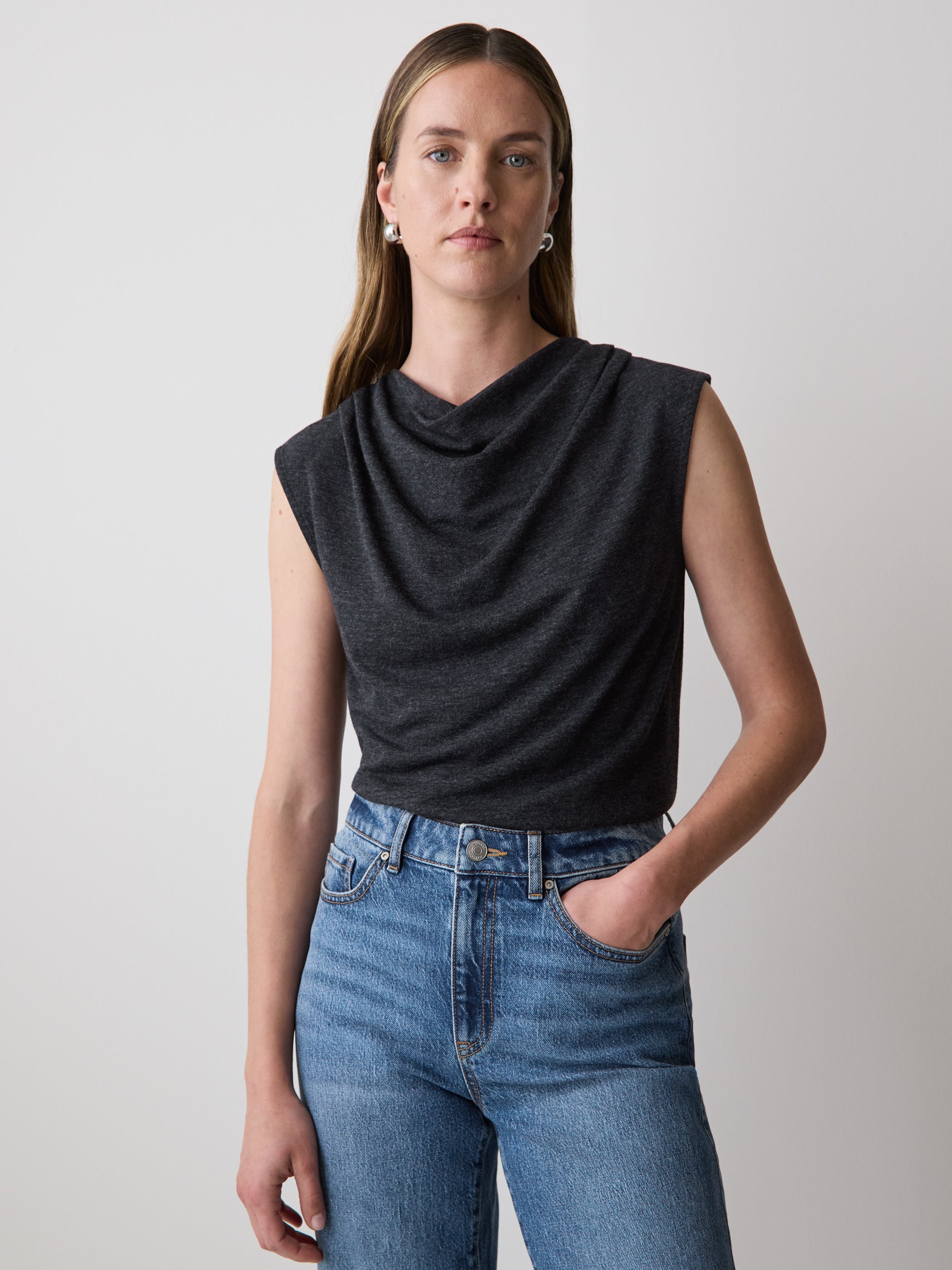 RW&CO Sleeveless Top with Cowl Neckline