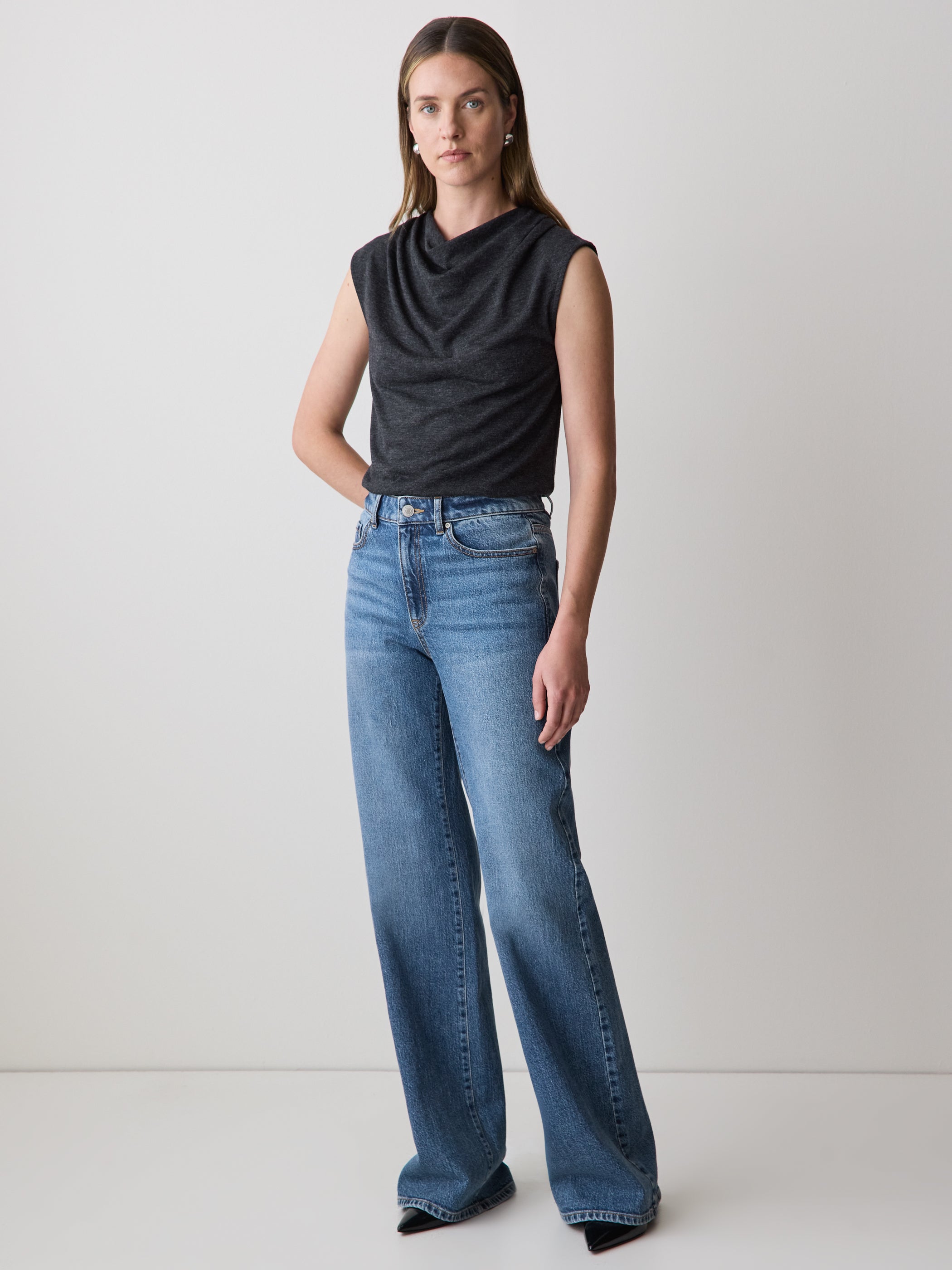RW&CO Sleeveless Top with Cowl Neckline