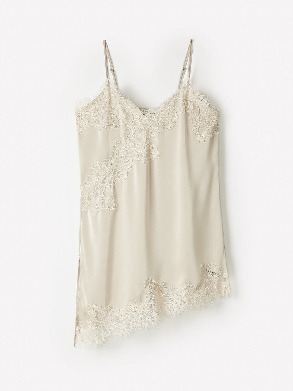 RW&CO Sleeveless V-Neck Satin Blouse with Lace Trims