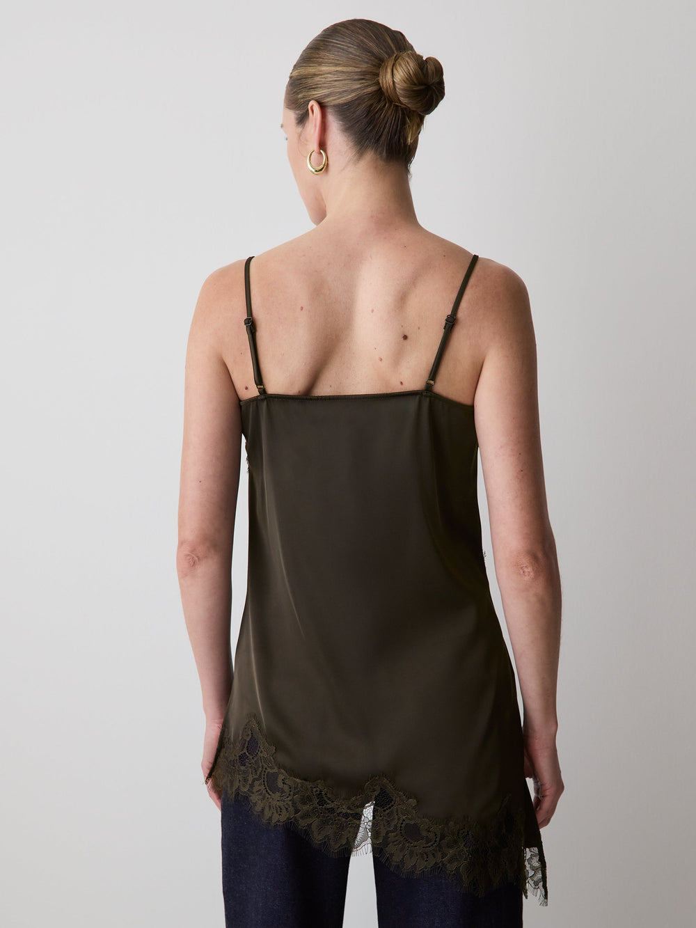 RW&CO Sleeveless V-Neck Satin Blouse with Lace Trims