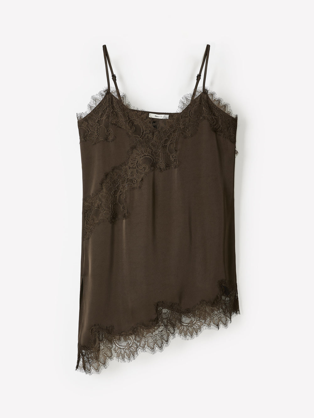 RW&CO Sleeveless V-Neck Satin Blouse with Lace Trims