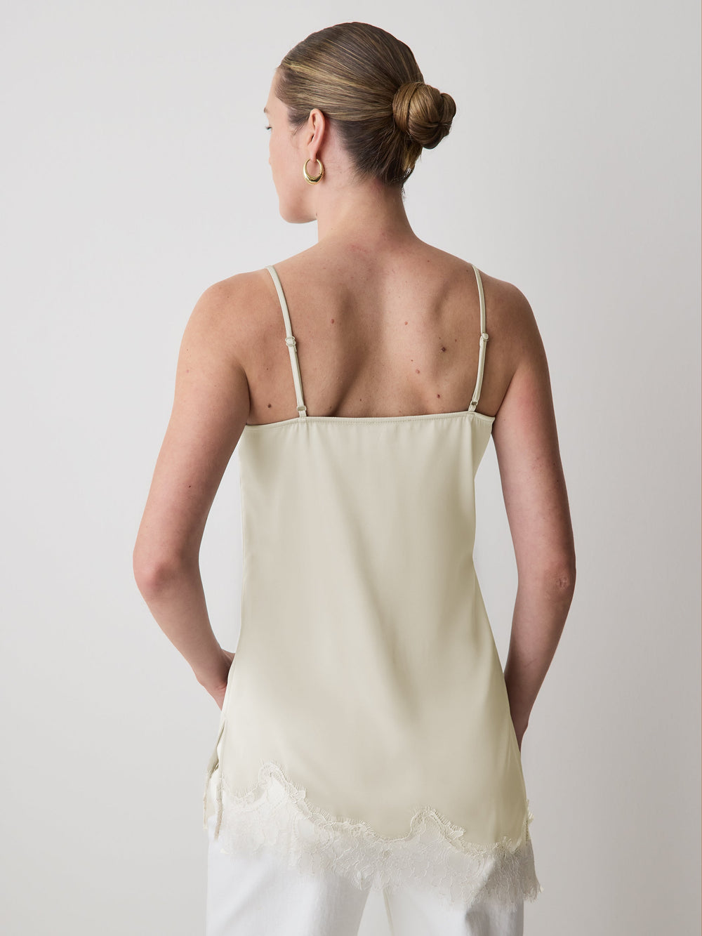 RW&CO Sleeveless V-Neck Satin Blouse with Lace Trims