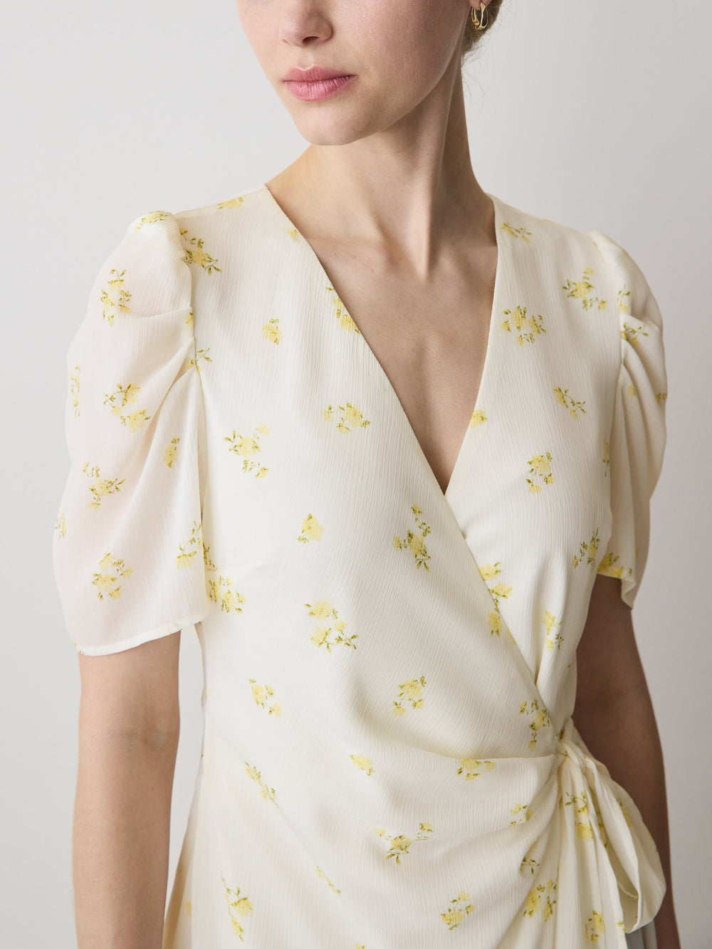 RW&CO Short-Sleeve Chiffon Midi Dress with Lace Trim