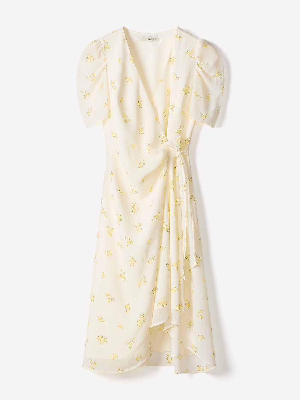 RW&CO Short-Sleeve Chiffon Midi Dress with Lace Trim