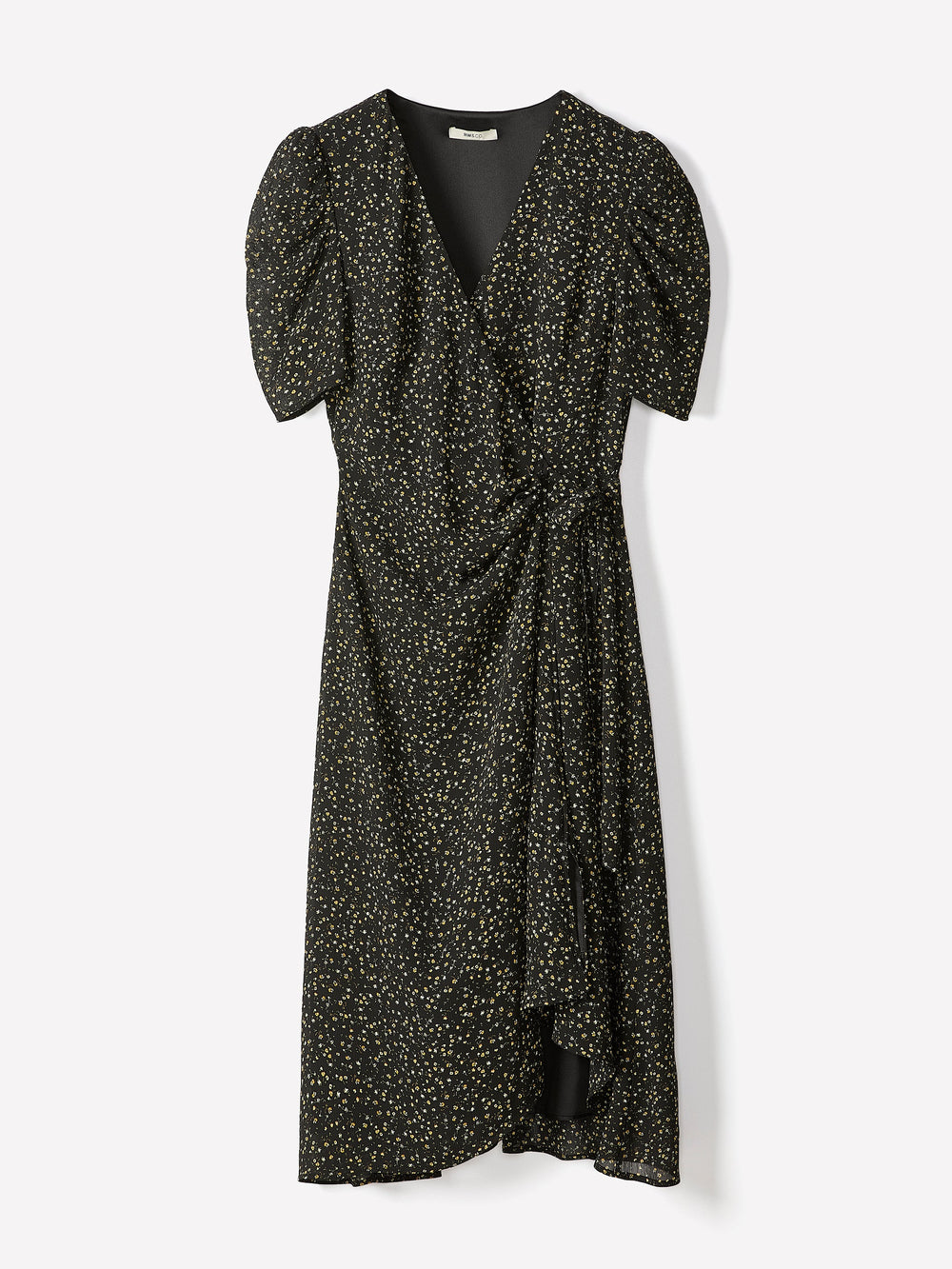RW&CO Short-Sleeve Chiffon Midi Dress with Lace Trim