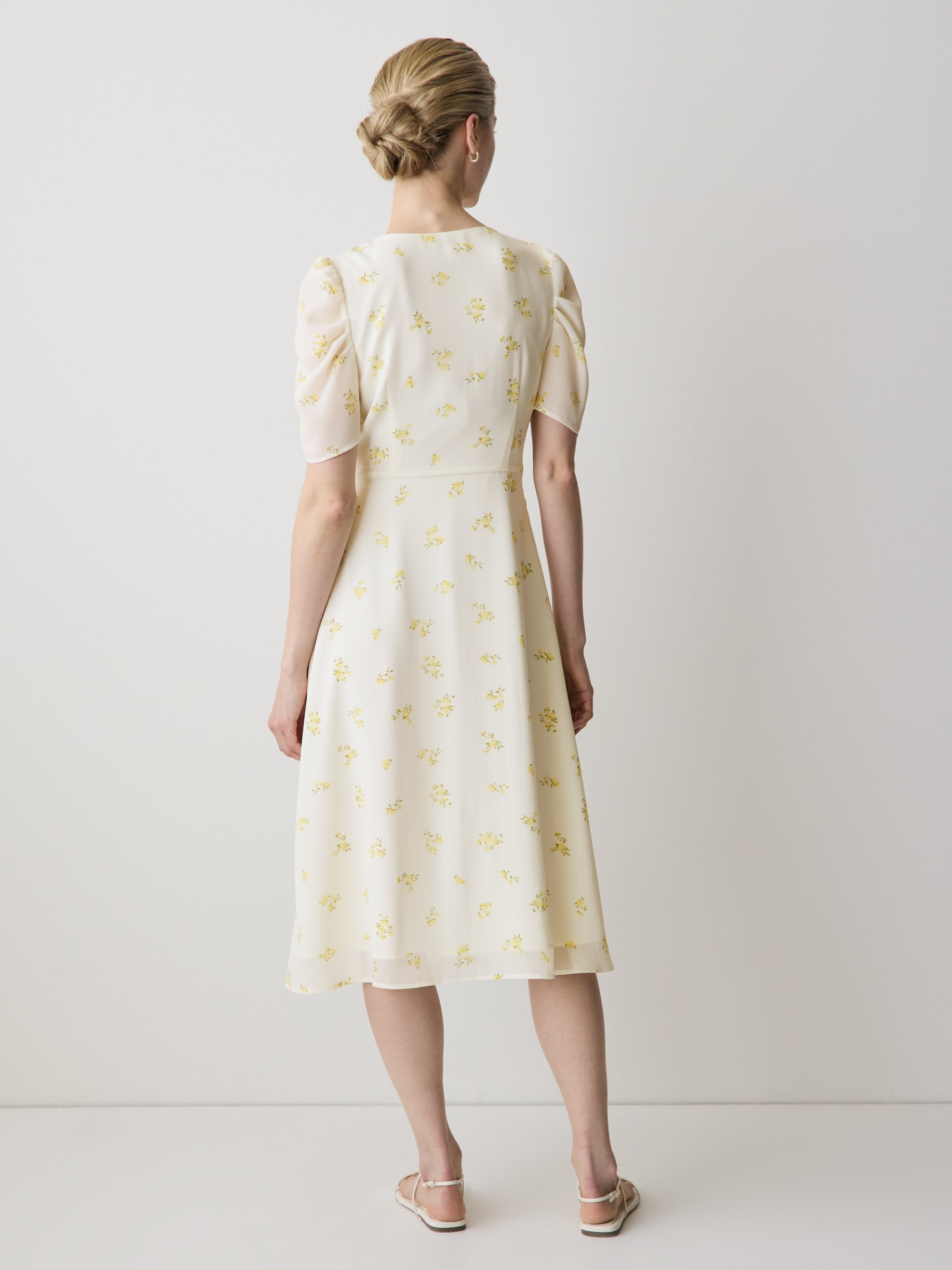 RW&CO Short-Sleeve Chiffon Midi Dress with Lace Trim