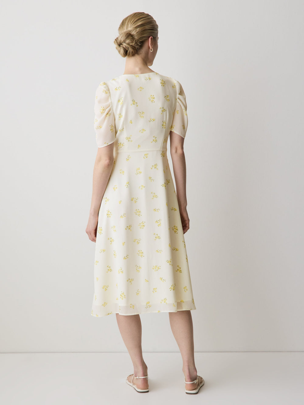 RW&CO Short-Sleeve Chiffon Midi Dress with Lace Trim