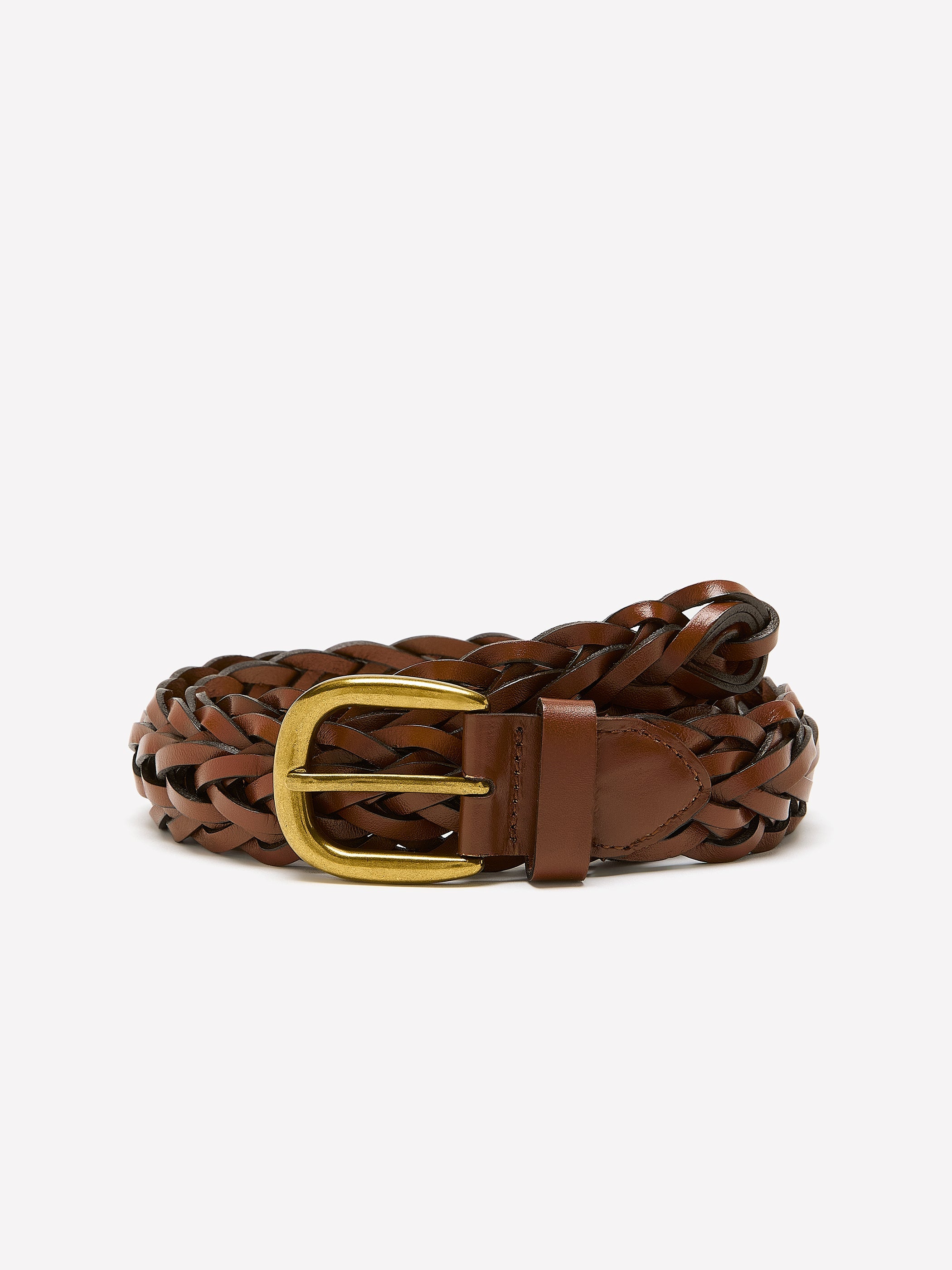 RW&CO Braided Leather Belt with Metal Buckle