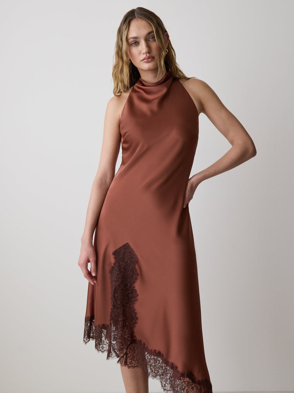 RW&CO Sleeveless Cowl-Neck Dress with Asymmetrical Hem