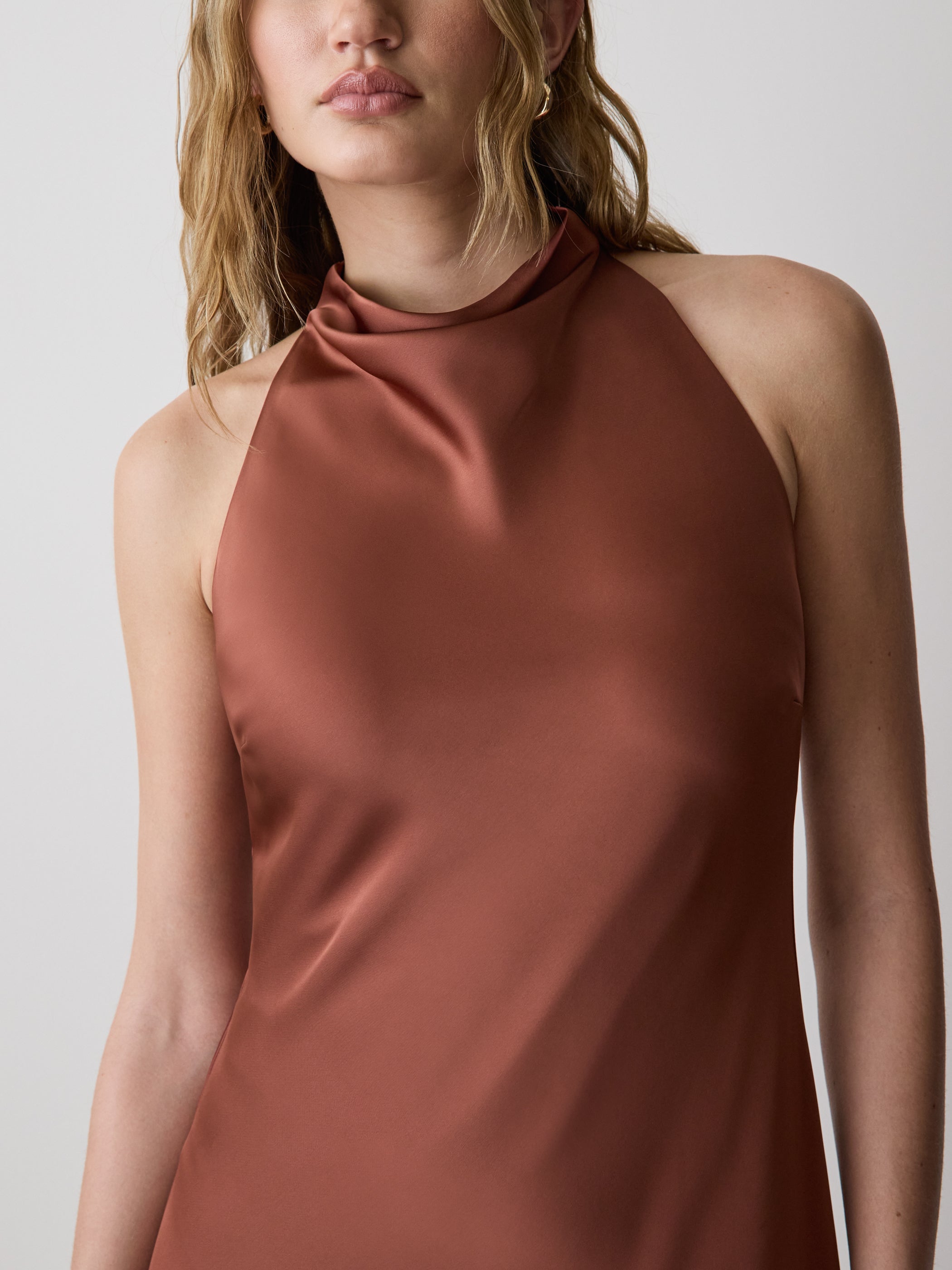 RW&CO Sleeveless Cowl-Neck Dress with Asymmetrical Hem