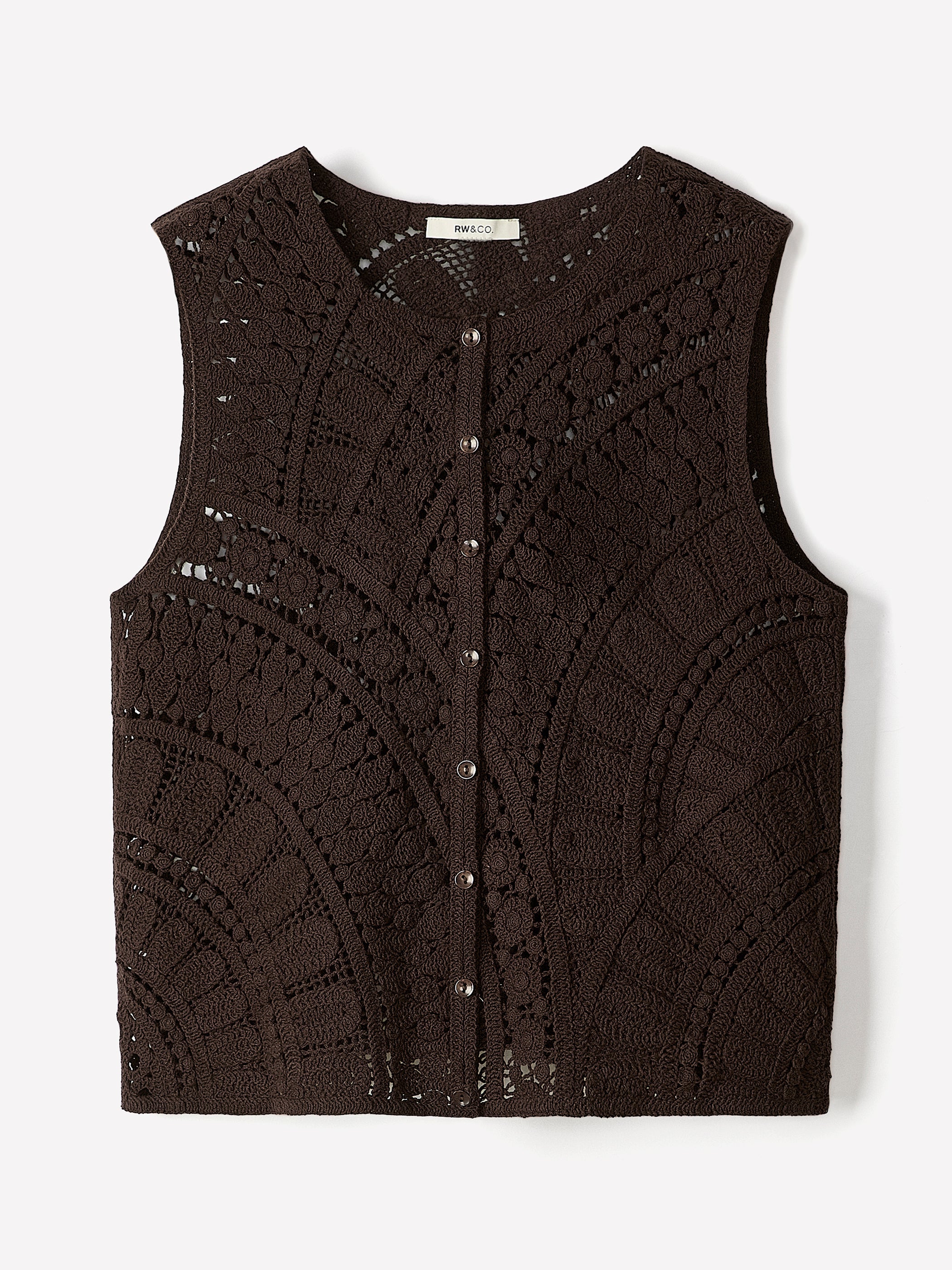RW&CO Buttoned-Down Crochet Tank Top