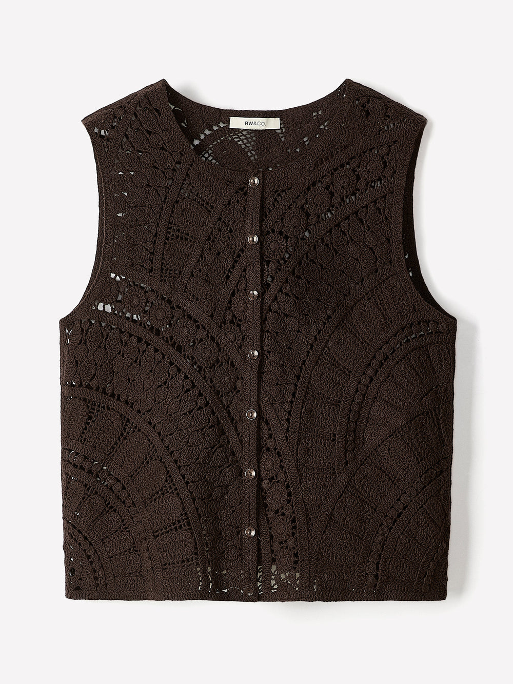 RW&CO Buttoned-Down Crochet Tank Top