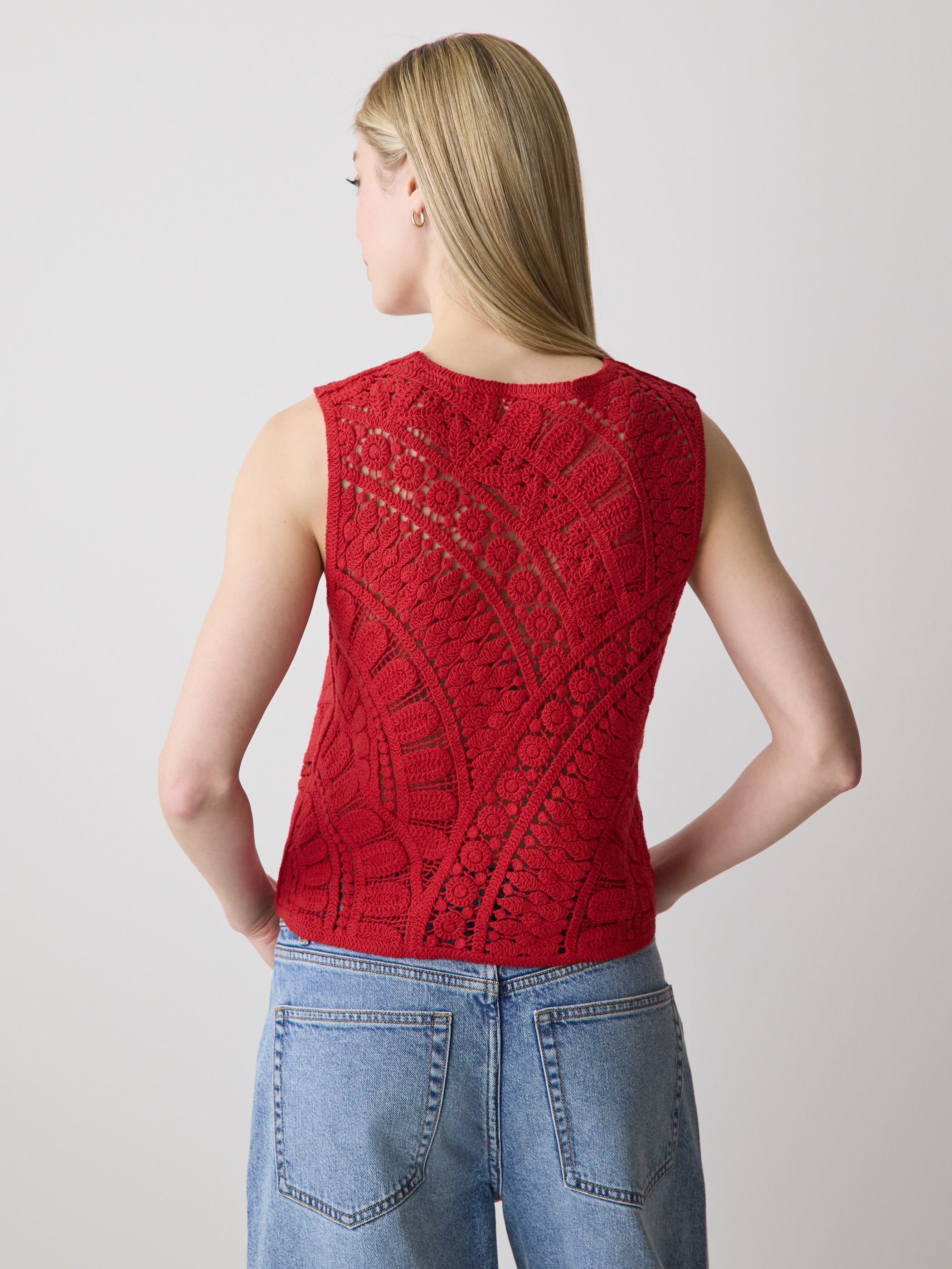 RW&CO Buttoned-Down Crochet Tank Top
