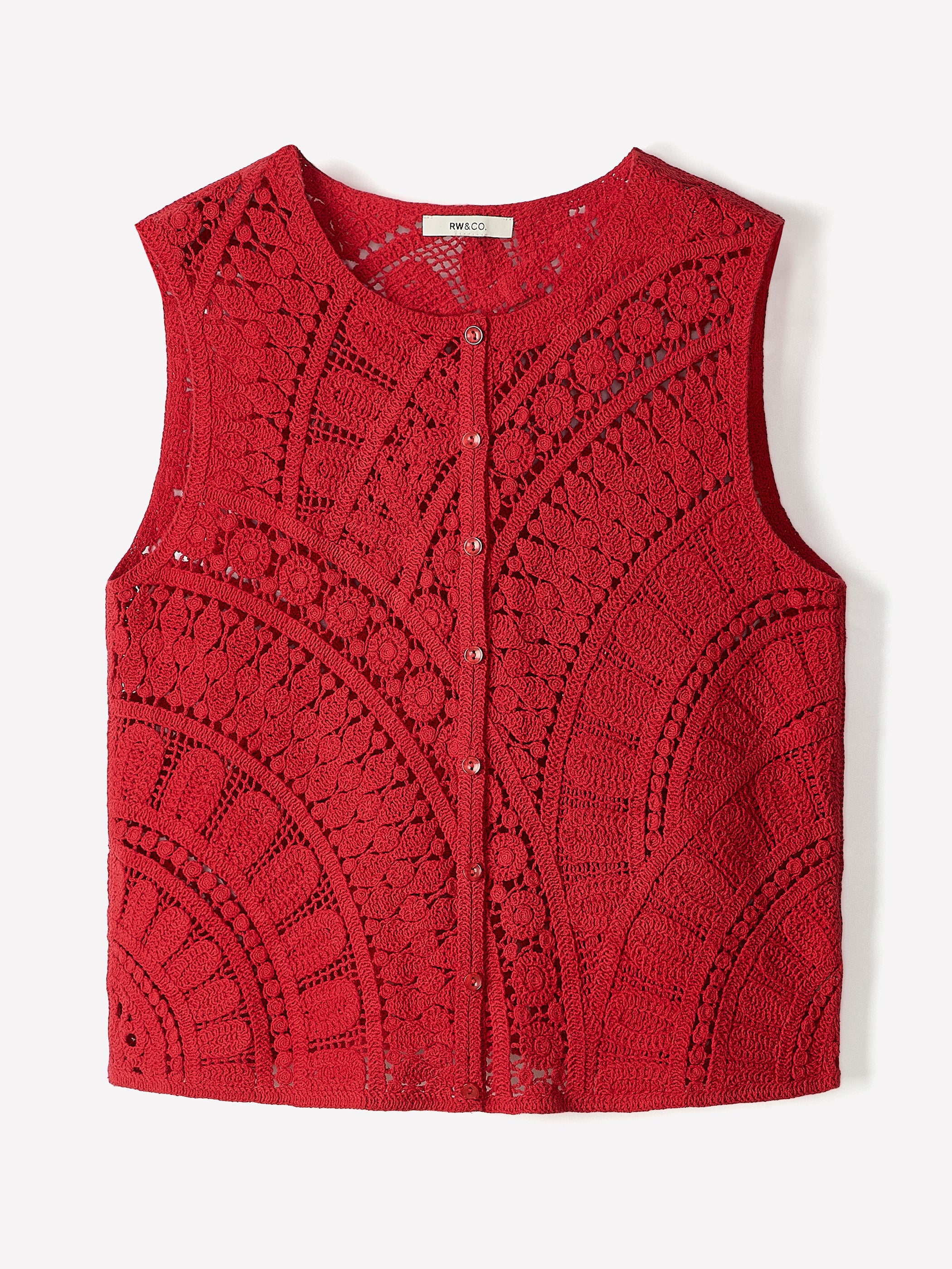 RW&CO Buttoned-Down Crochet Tank Top