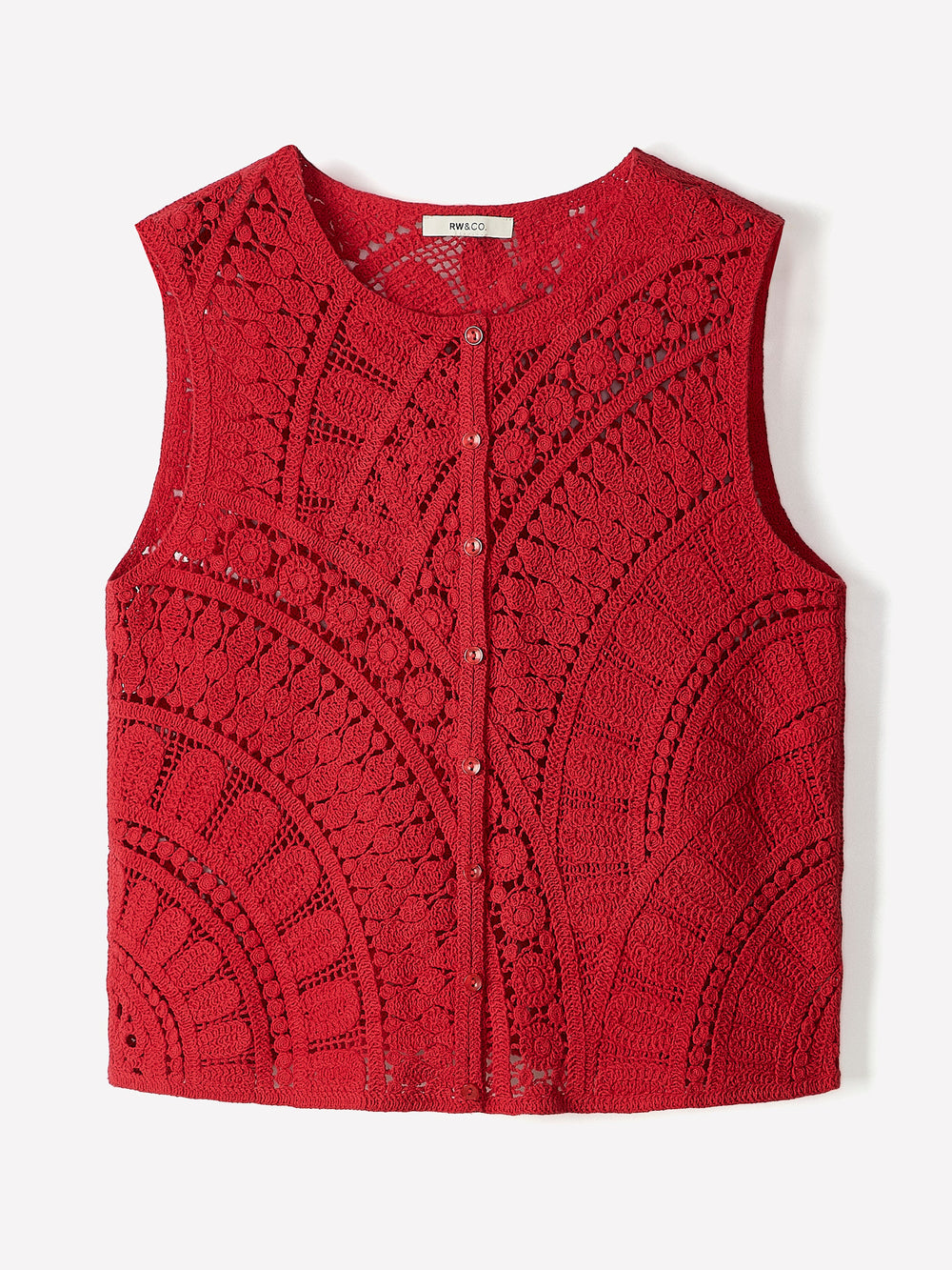 RW&CO Buttoned-Down Crochet Tank Top