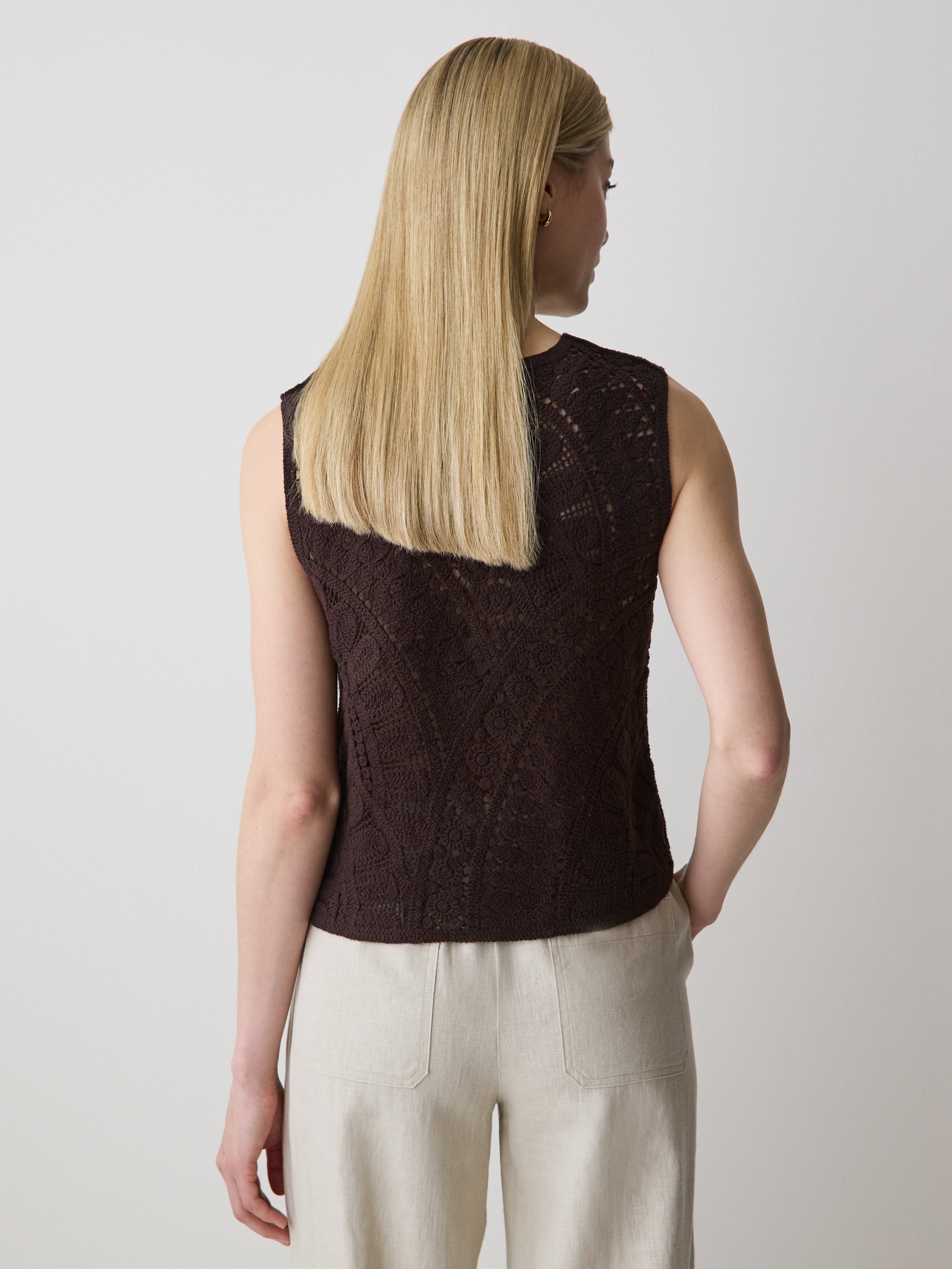 RW&CO Buttoned-Down Crochet Tank Top