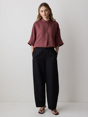 RW&CO Short-Sleeve Blouse with Shirt Collar