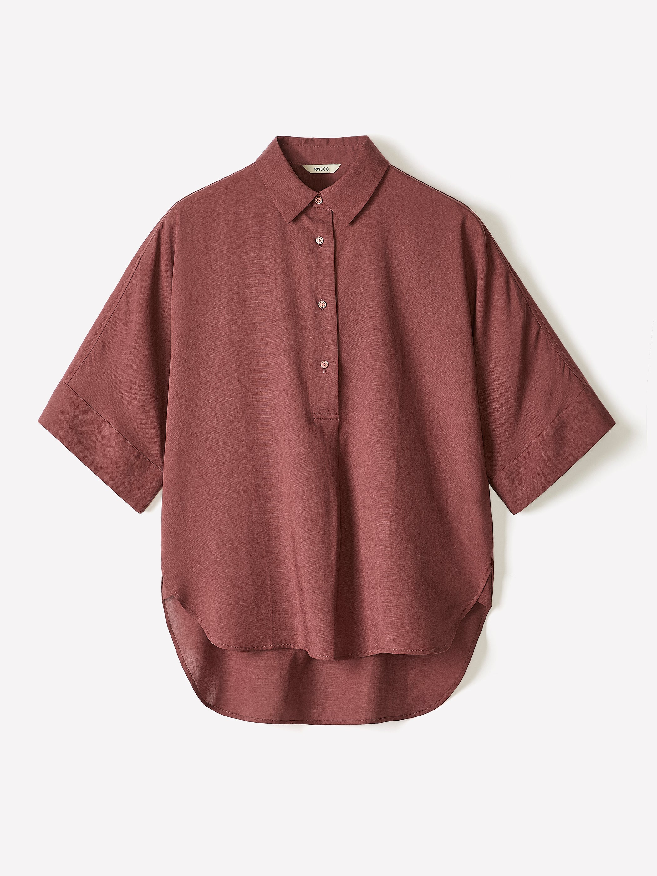 RW&CO Short-Sleeve Blouse with Shirt Collar