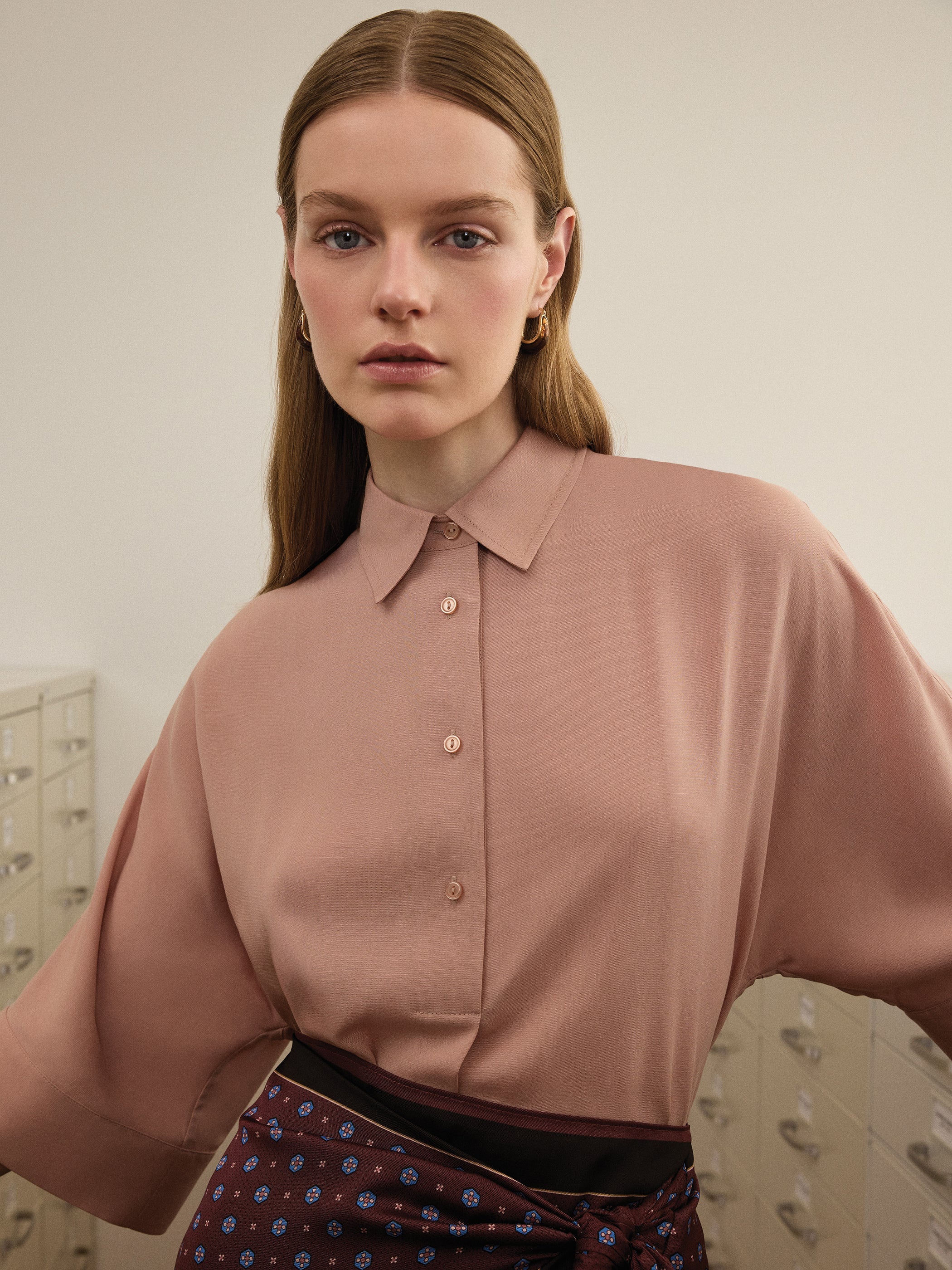 RW&CO Short-Sleeve Blouse with Shirt Collar