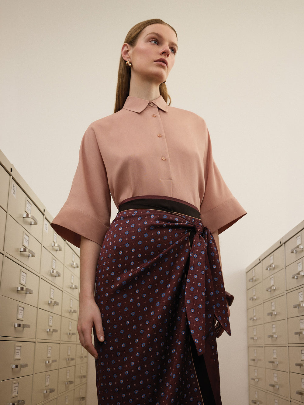 RW&CO Short-Sleeve Blouse with Shirt Collar