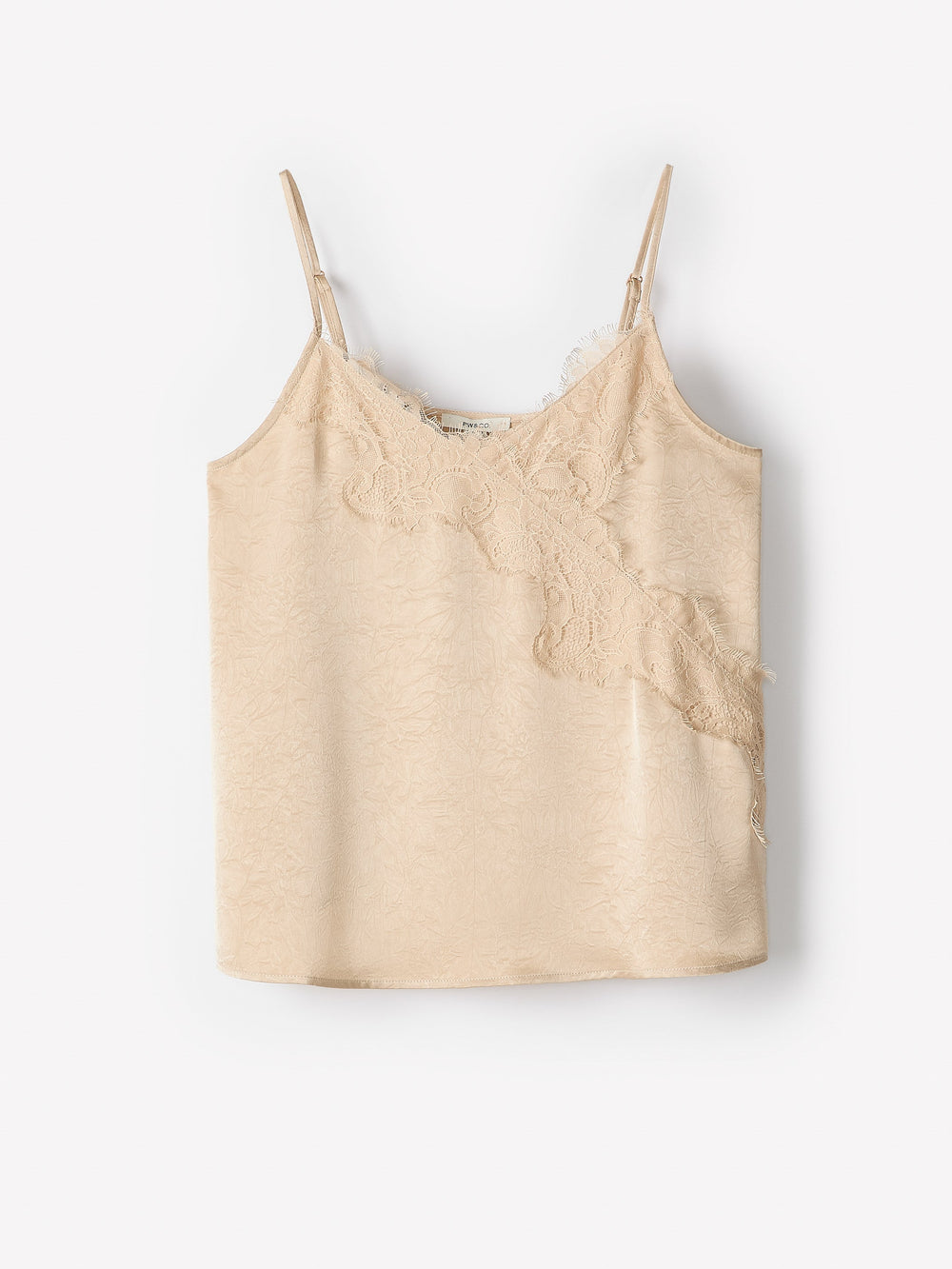 RW&CO Sleeveless V-Neck Satin Blouse with Lace Trim