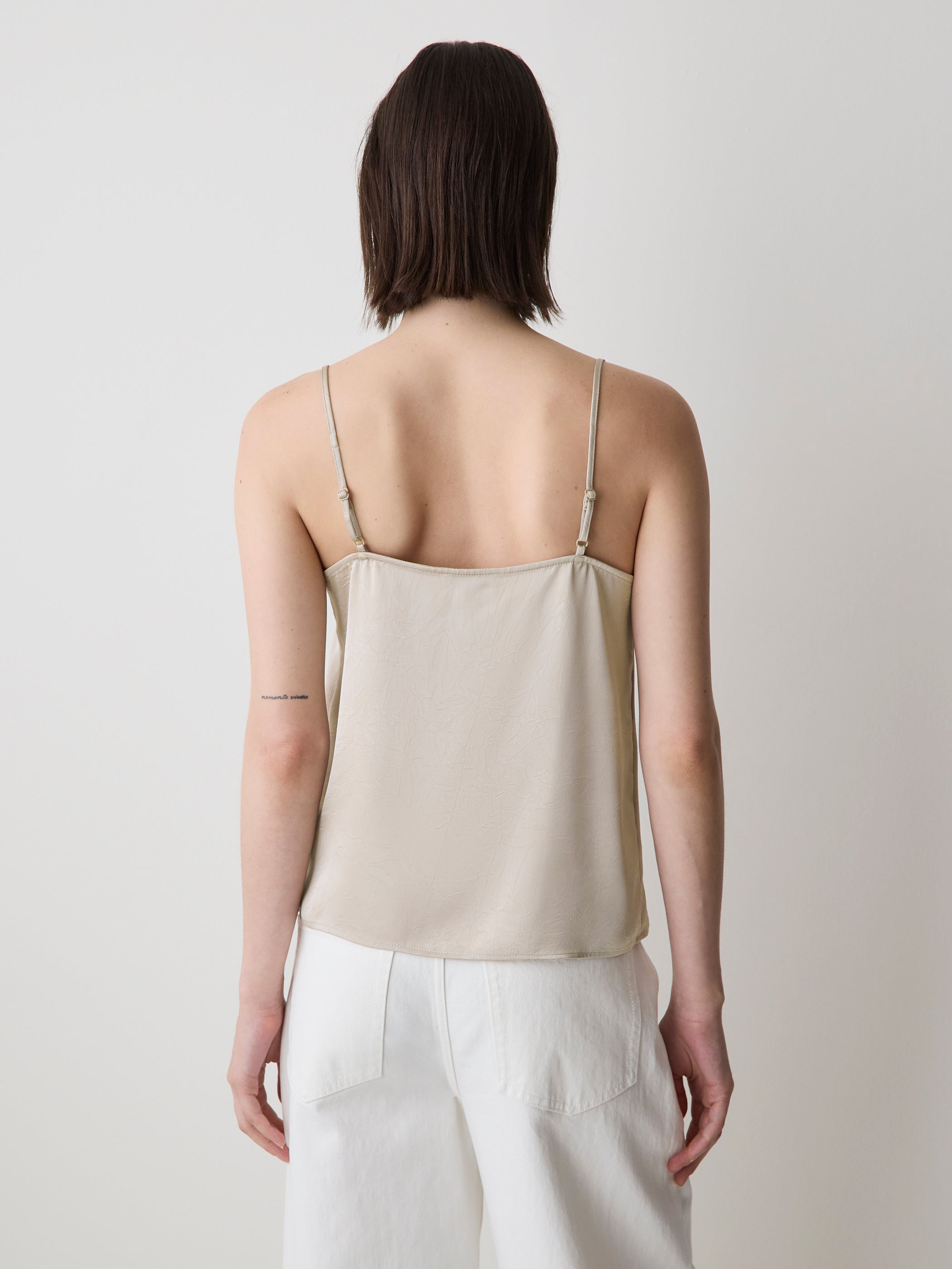 RW&CO Sleeveless V-Neck Satin Blouse with Lace Trim
