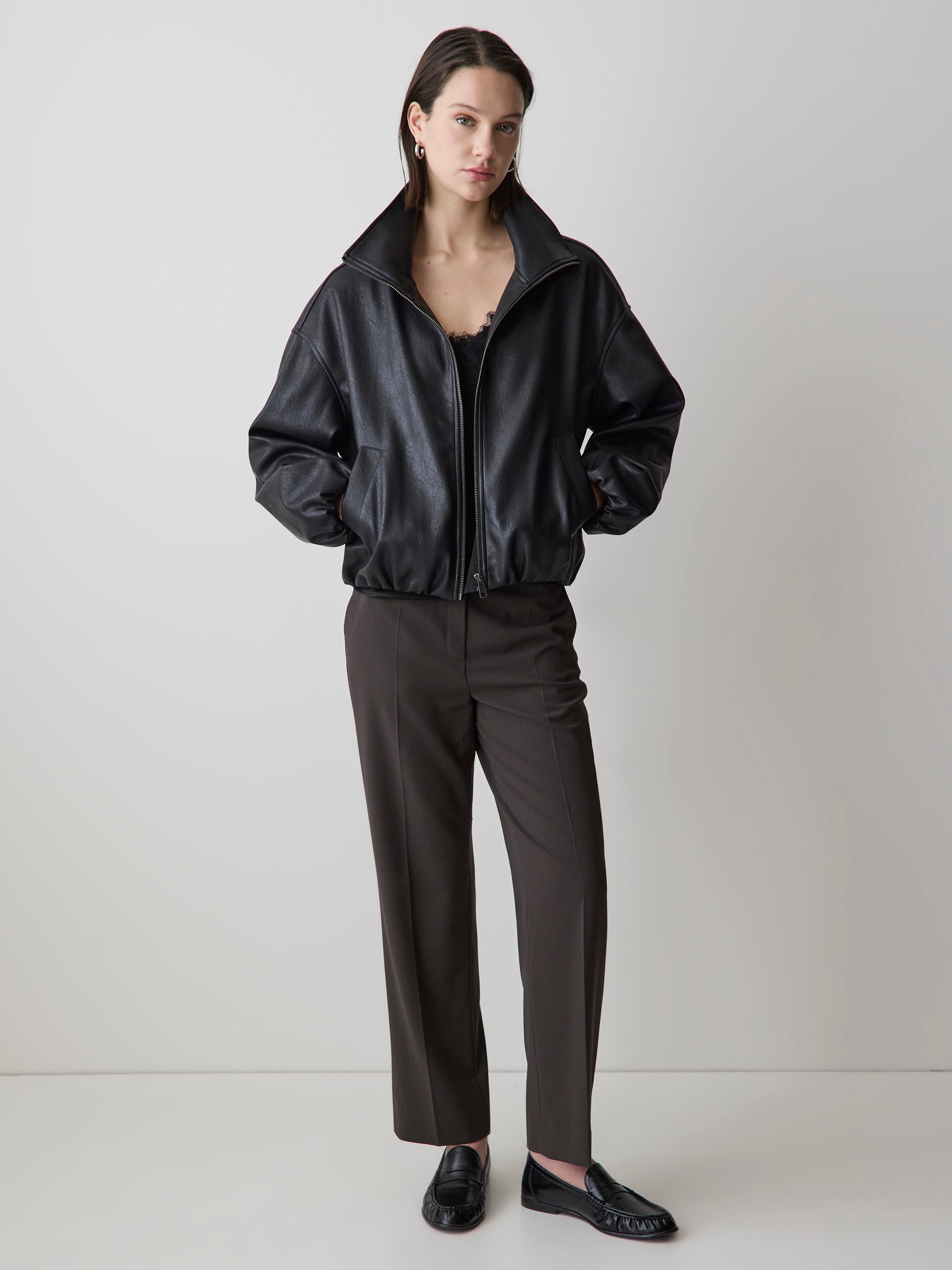 RW&CO Sleeveless V-Neck Satin Blouse with Lace Trim