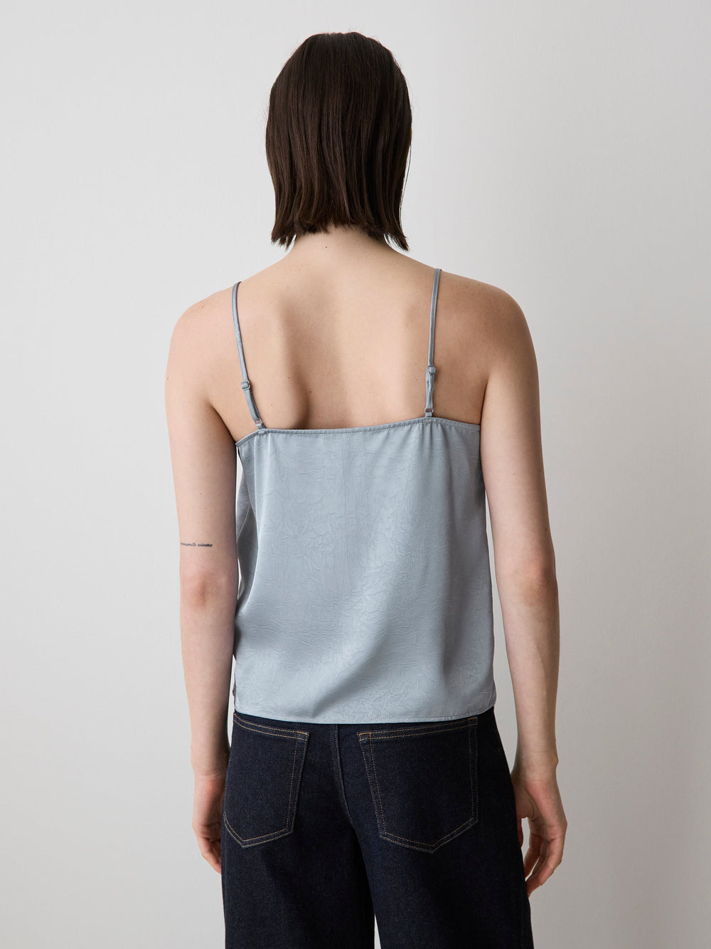 RW&CO Sleeveless V-Neck Satin Blouse with Lace Trim