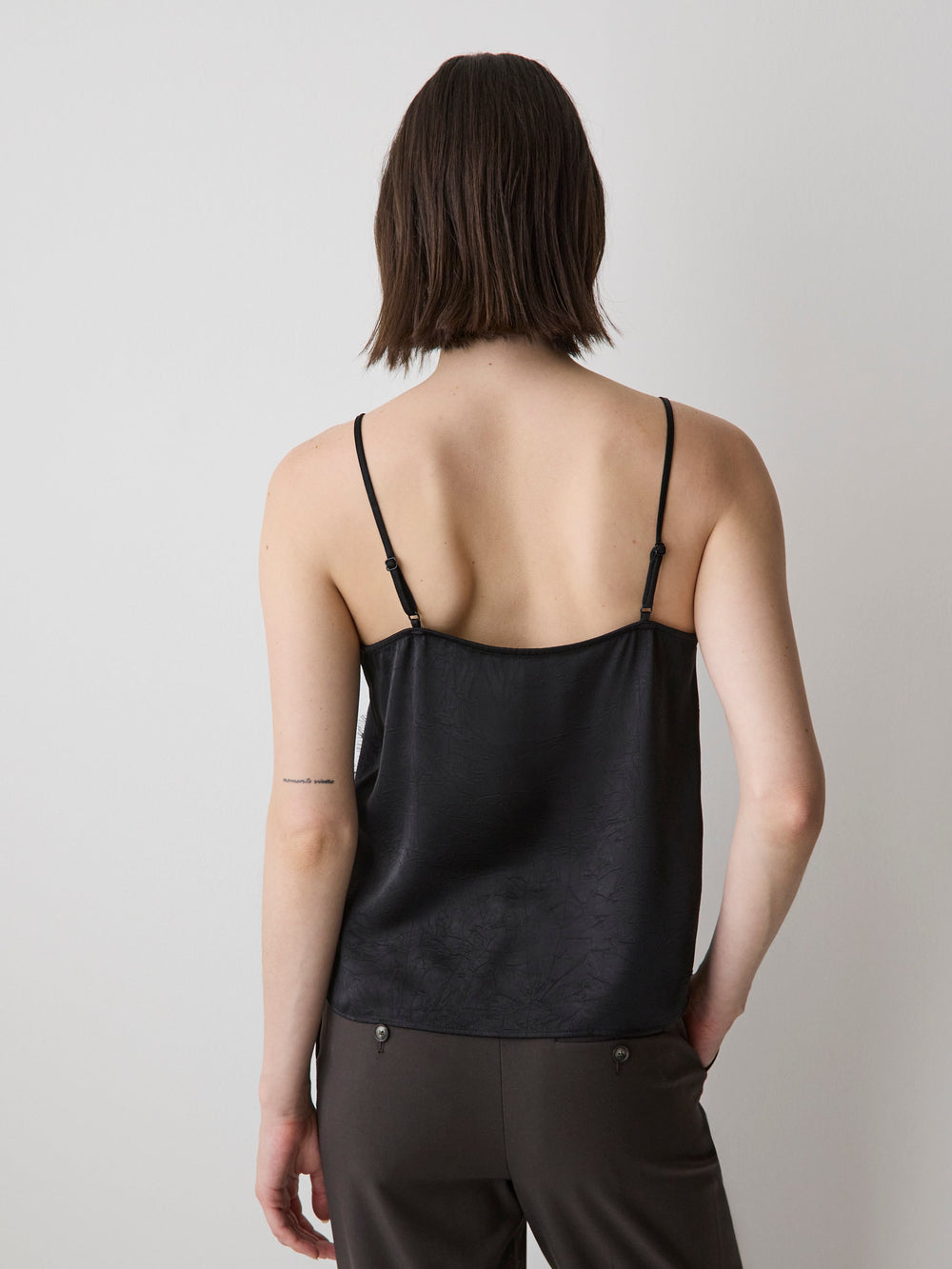 RW&CO Sleeveless V-Neck Satin Blouse with Lace Trim