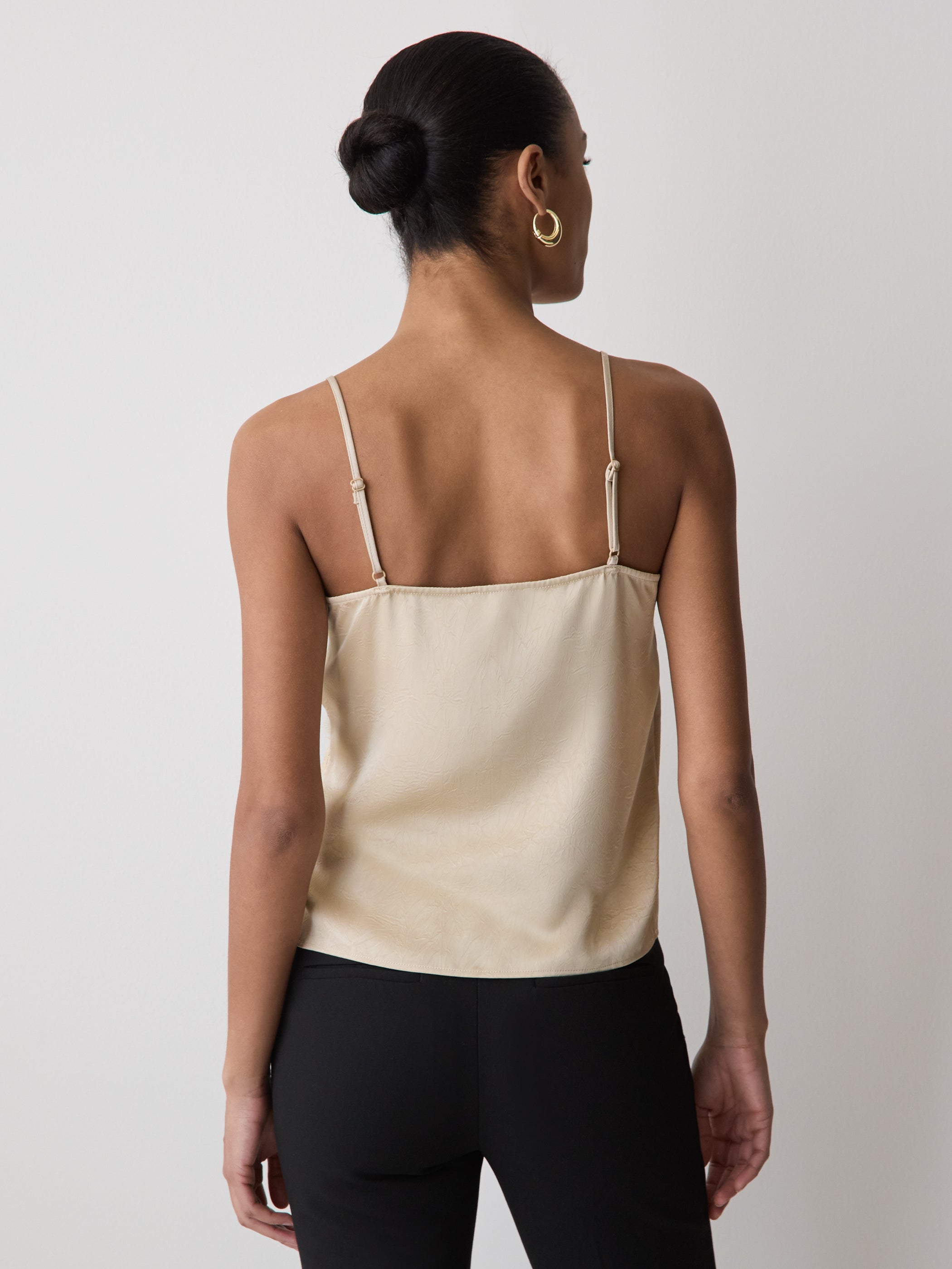 RW&CO Sleeveless V-Neck Satin Blouse with Lace Trim