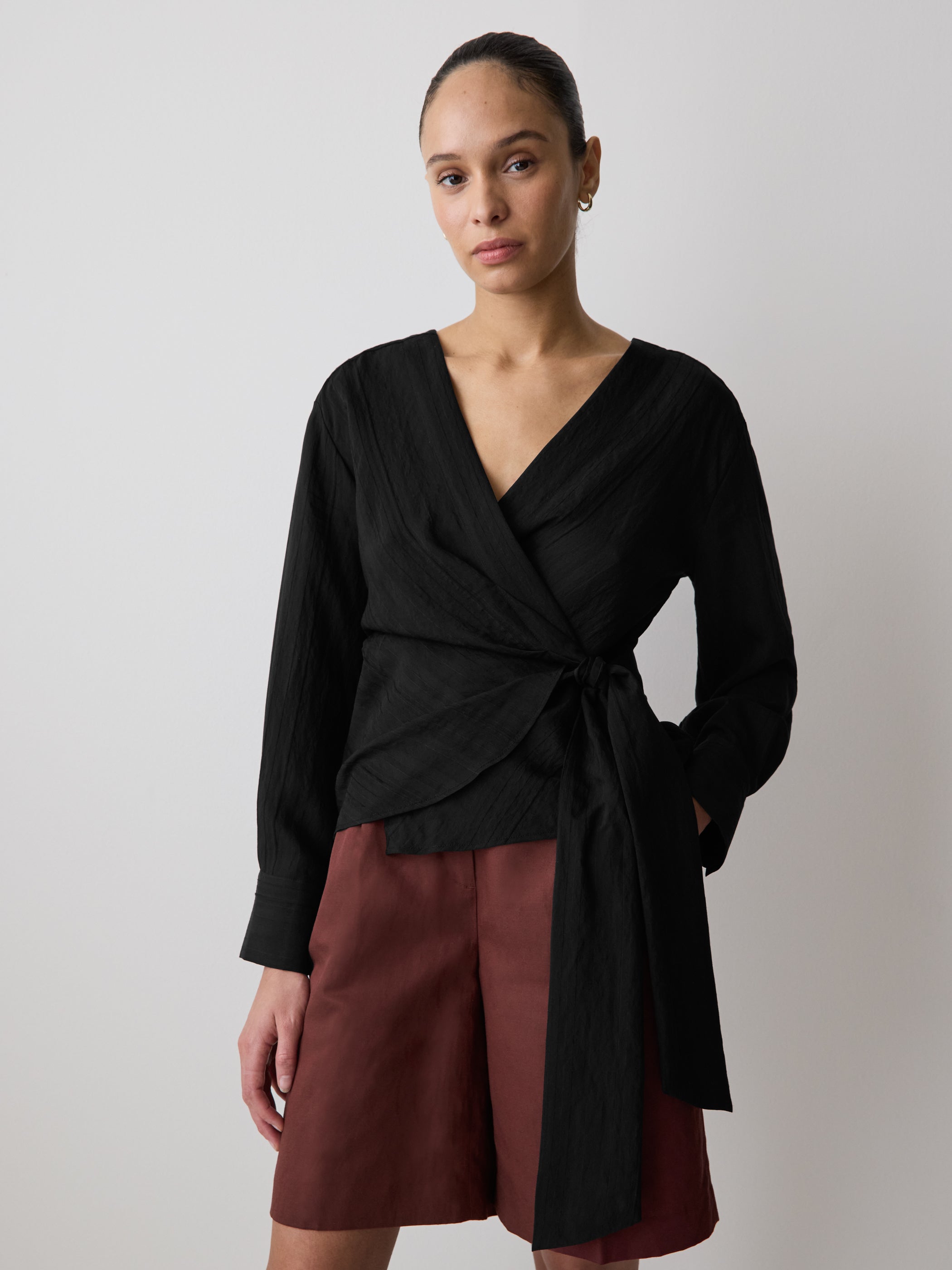 RW&CO Long-Sleeve Wrap Blouse