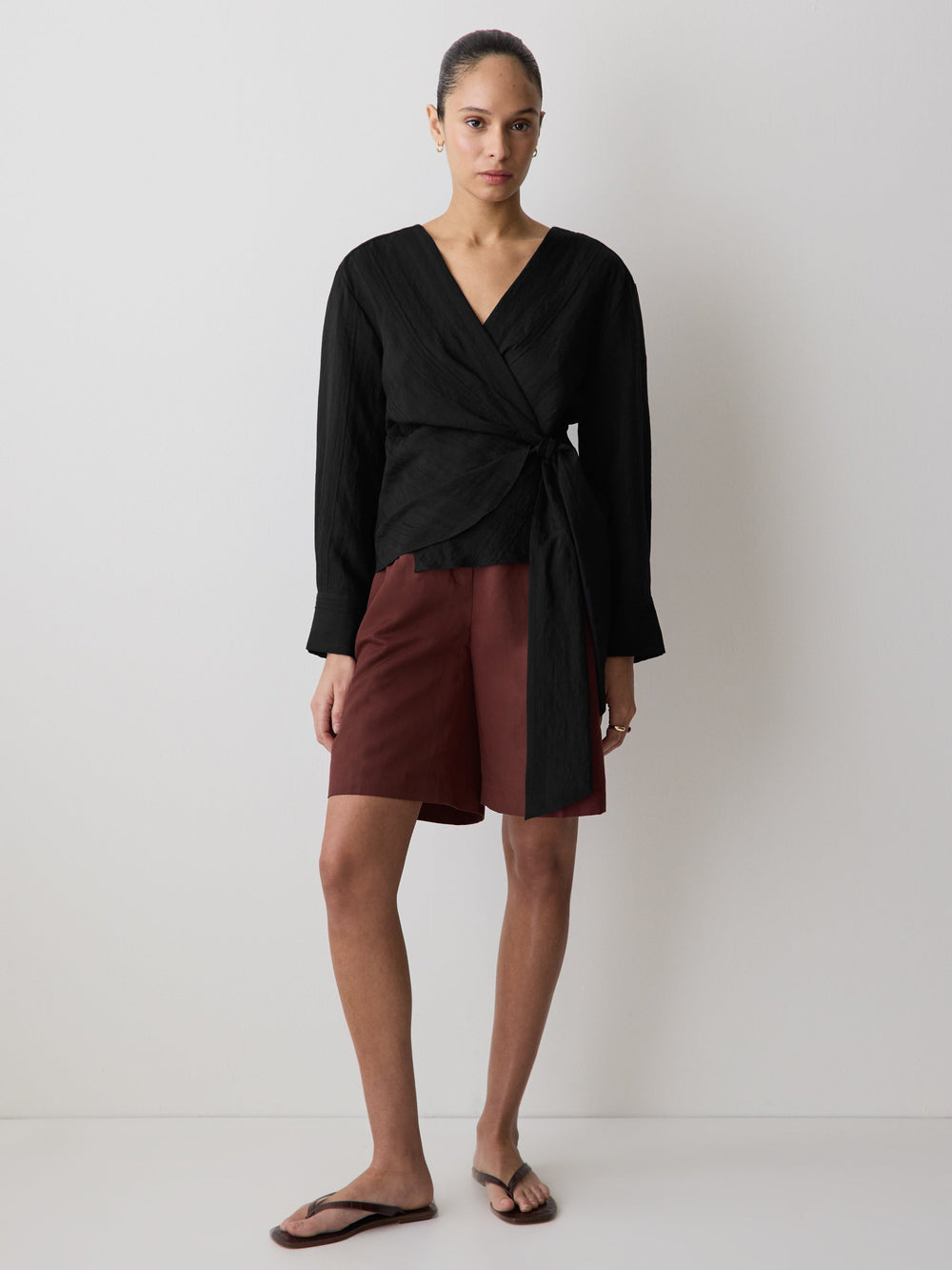 RW&CO Long-Sleeve Wrap Blouse
