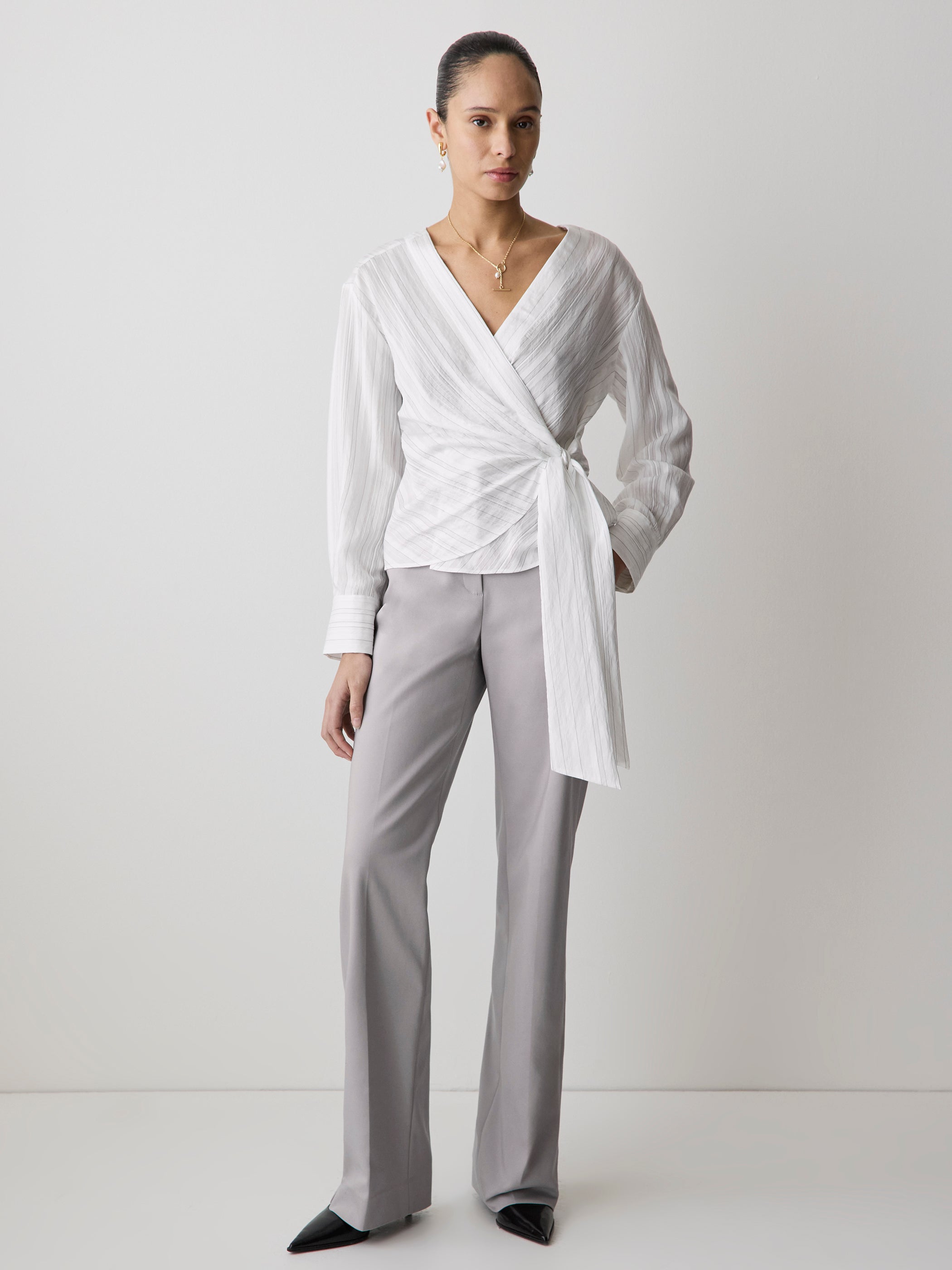 RW&CO Long-Sleeve Wrap Blouse