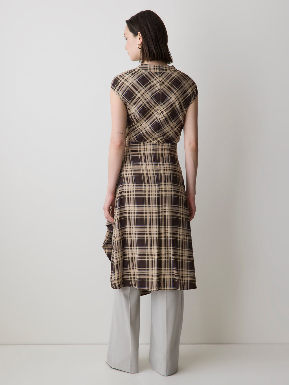 RW&CO Extended-Sleeve Cowl-Neck Midi Dress with Wrap Detail