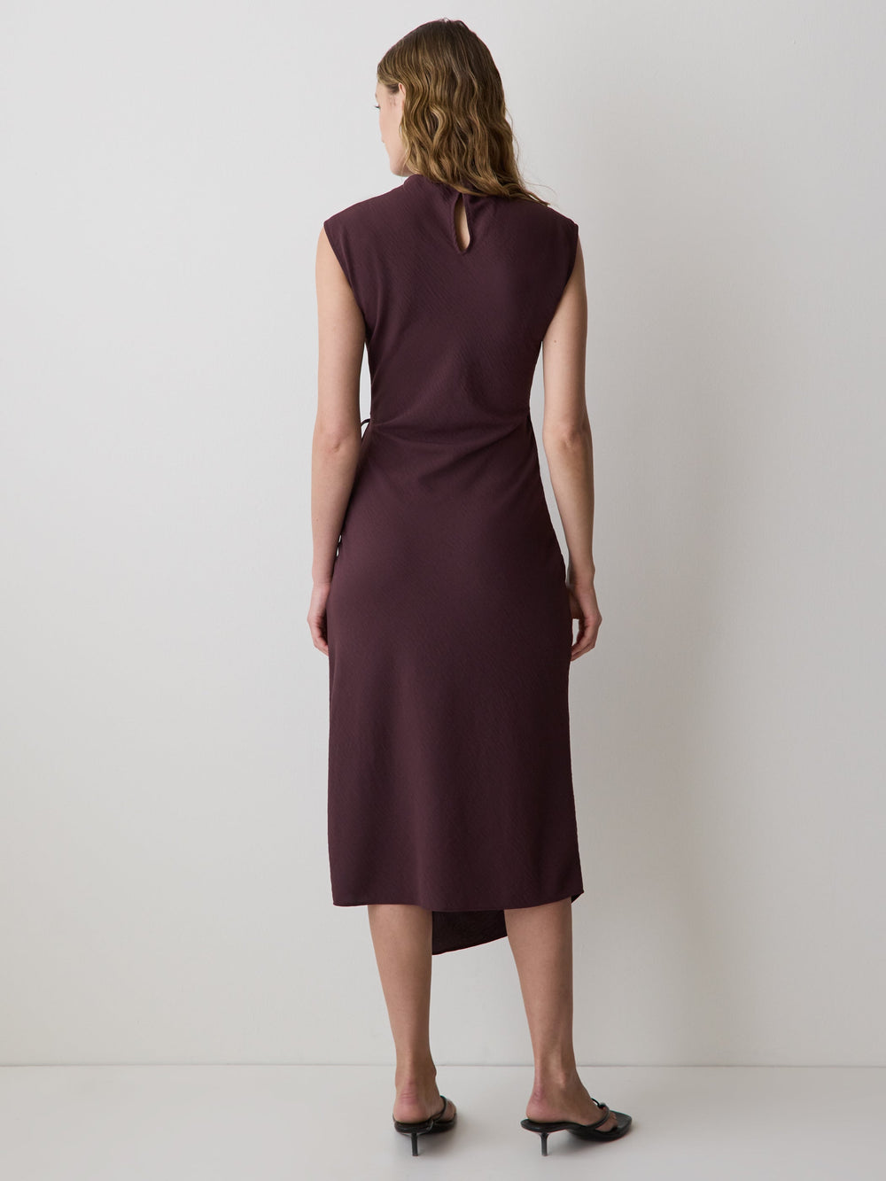 RW&CO Extended-Sleeve Mock-Neck Midi Dress with Wrap Detail