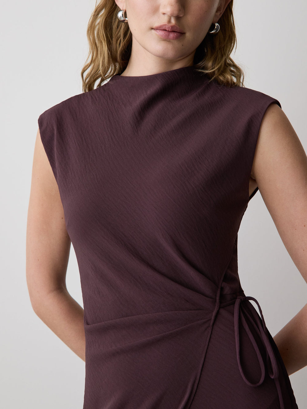 RW&CO Extended-Sleeve Mock-Neck Midi Dress with Wrap Detail