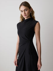 RW&CO Extended-Sleeve Mock-Neck Midi Dress with Wrap Detail