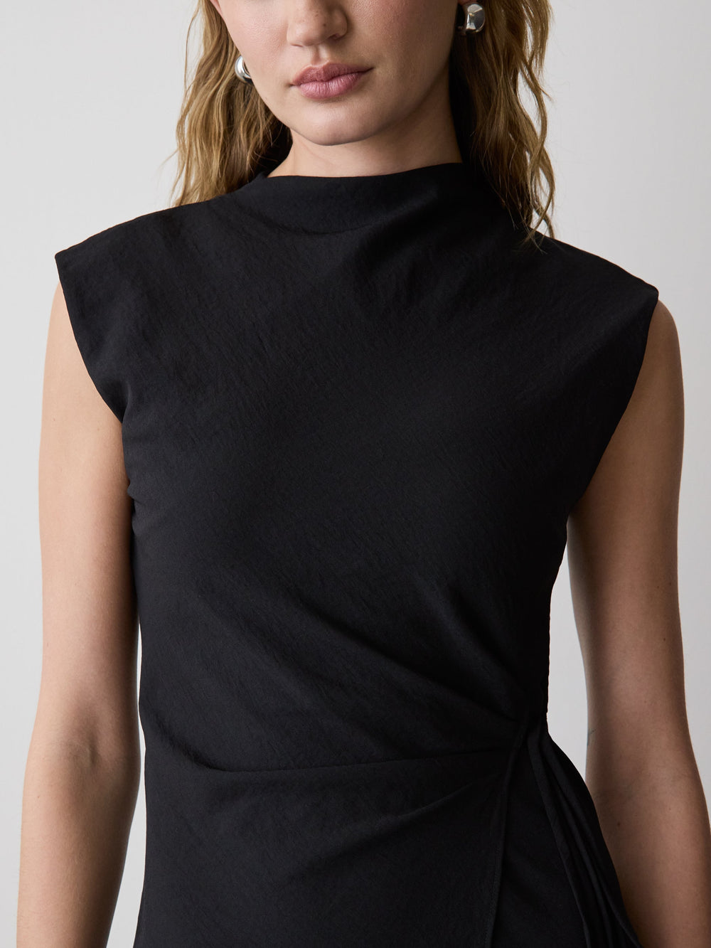 RW&CO Extended-Sleeve Mock-Neck Midi Dress with Wrap Detail