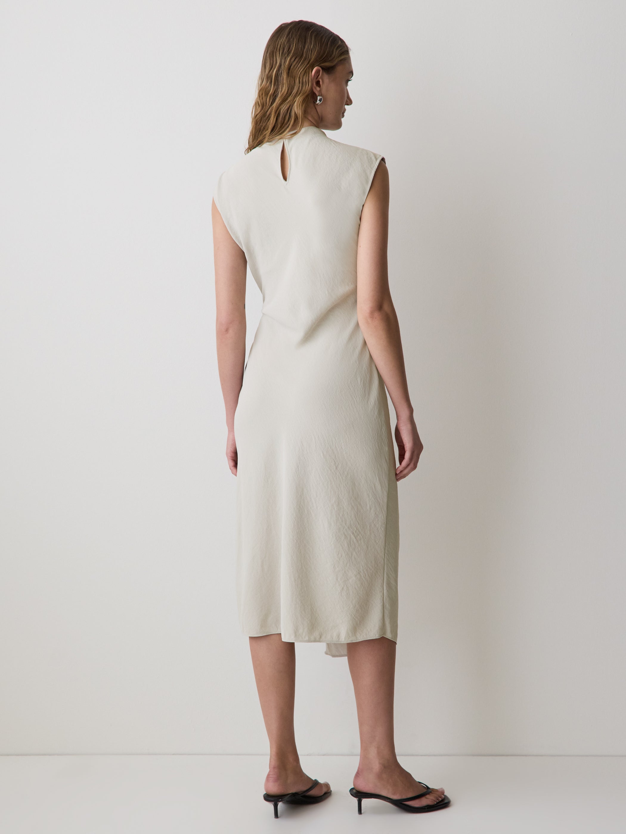 RW&CO Extended-Sleeve Mock-Neck Midi Dress with Wrap Detail