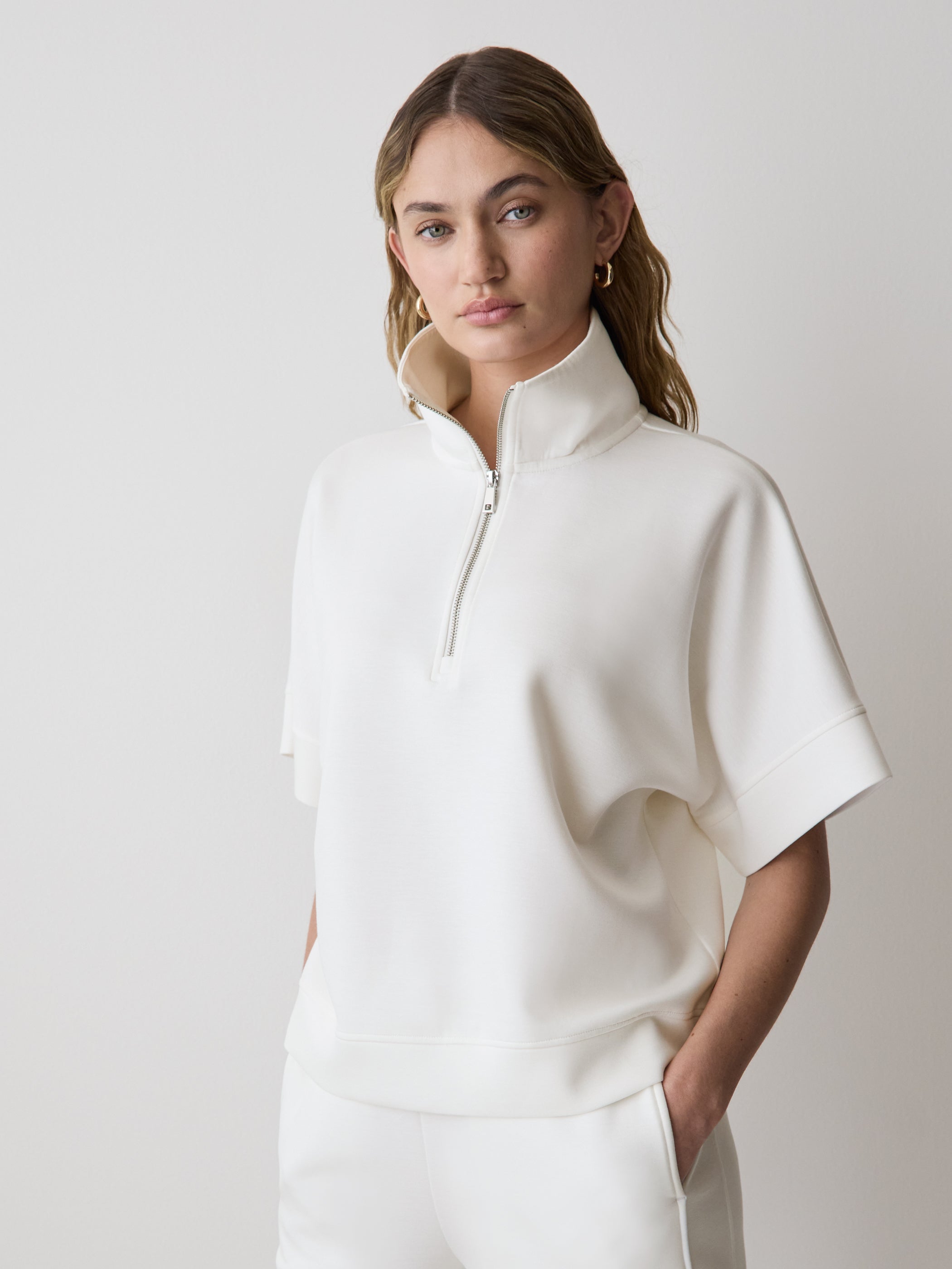 RW&CO Half-Zip Mock-Neck Top