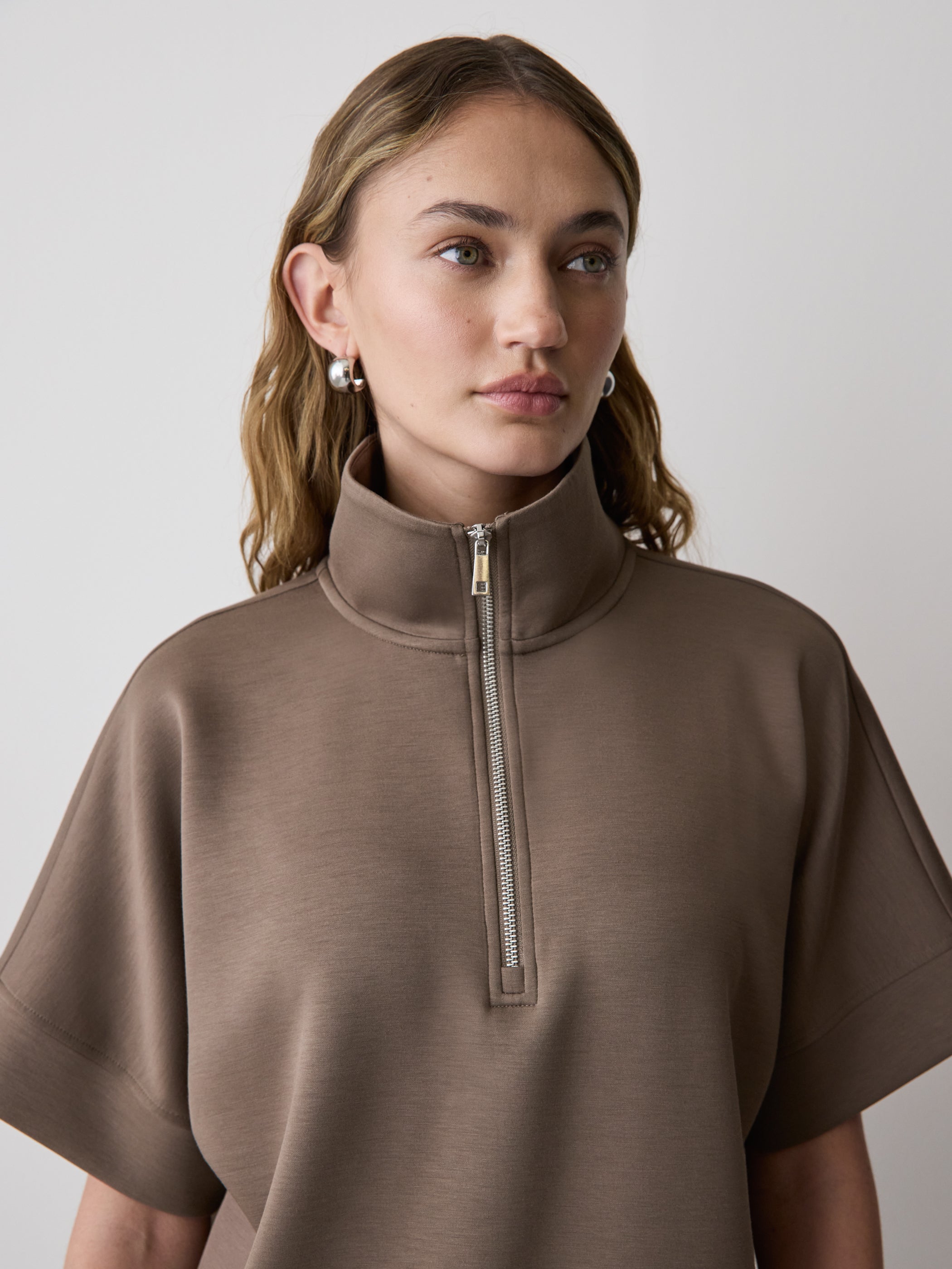 RW&CO Half-Zip Mock-Neck Top