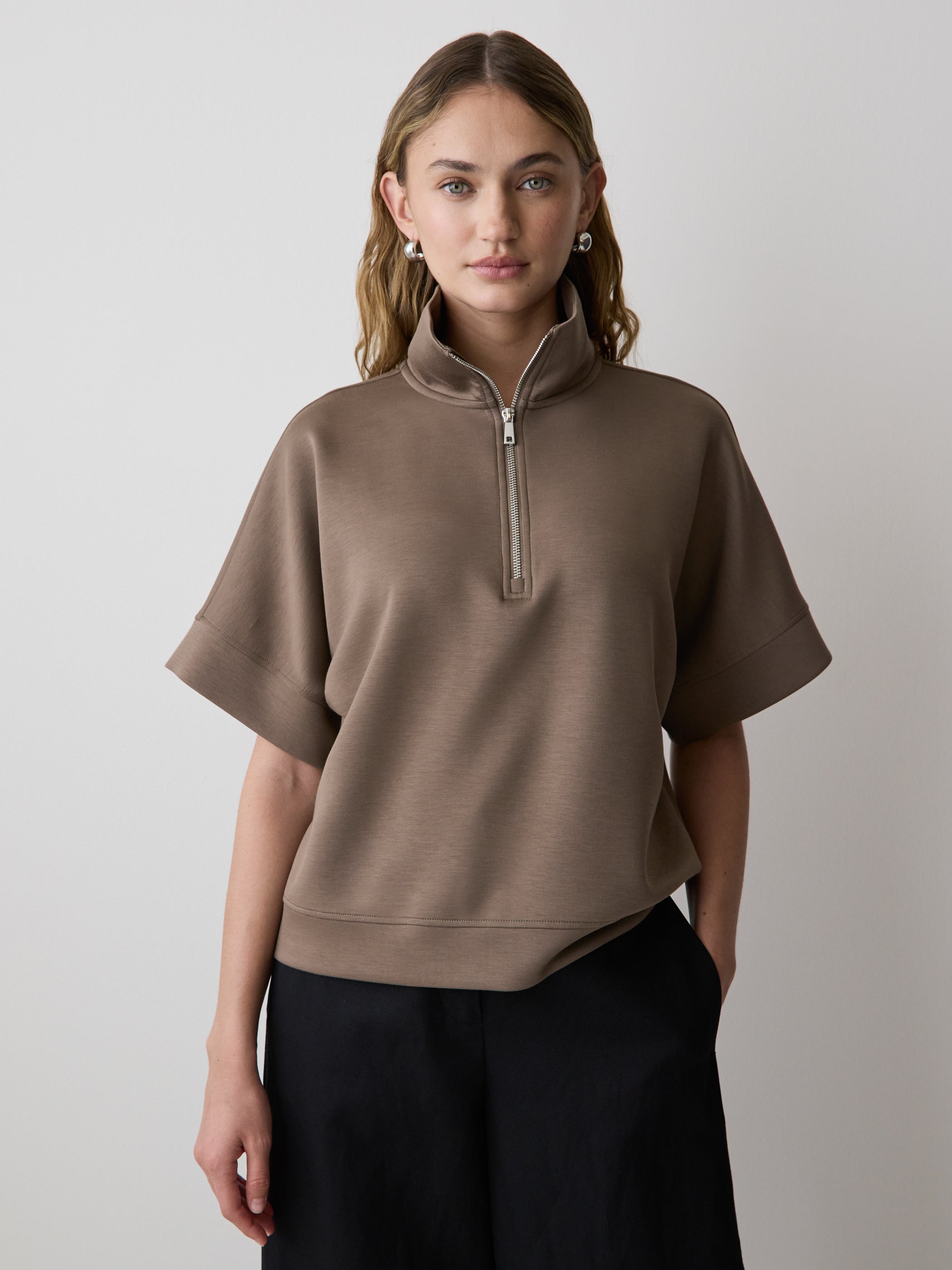 RW&CO Half-Zip Mock-Neck Top