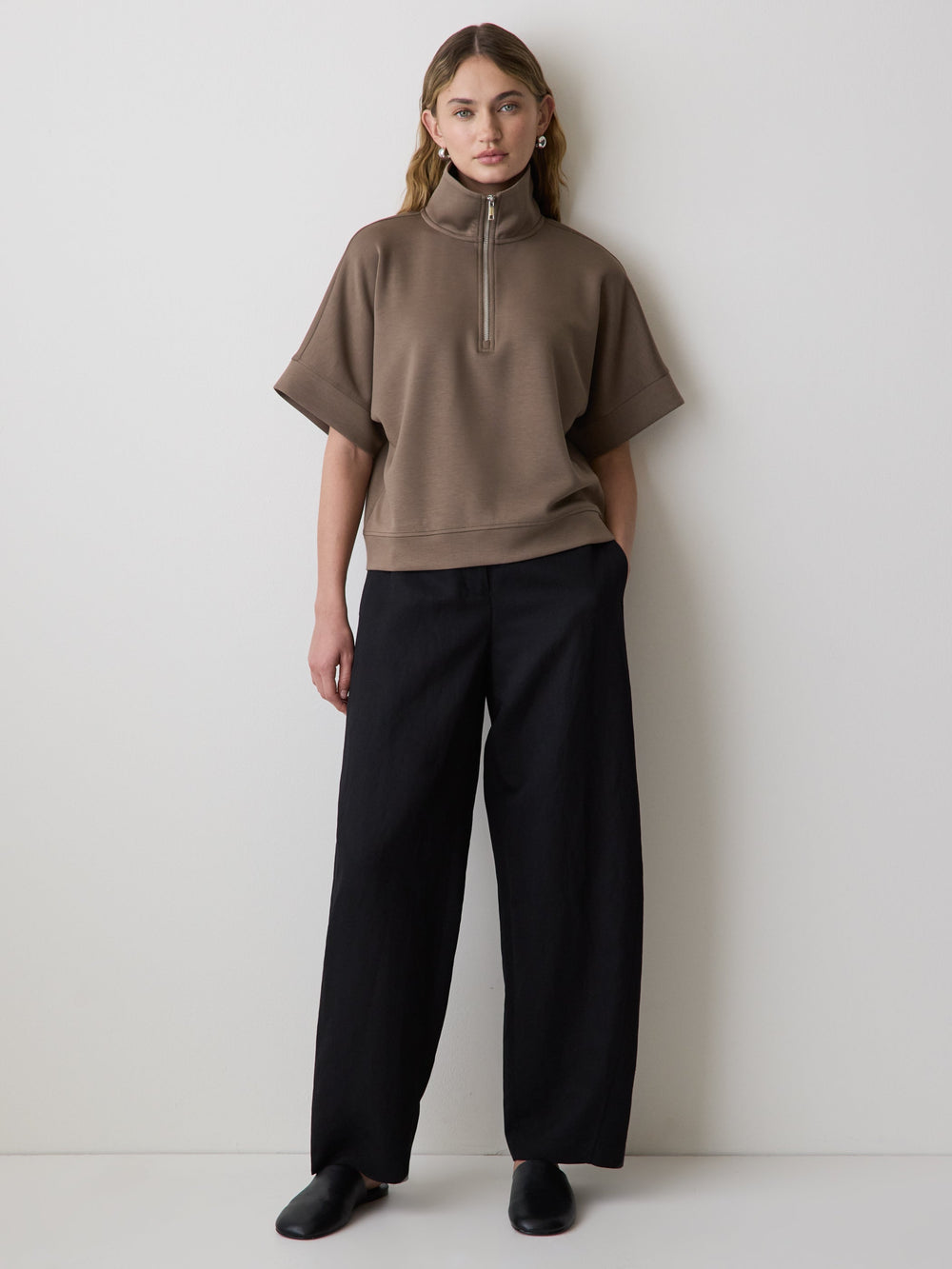 RW&CO Half-Zip Mock-Neck Top