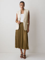 RW&CO Satin High-Waisted Flare Midi Skirt