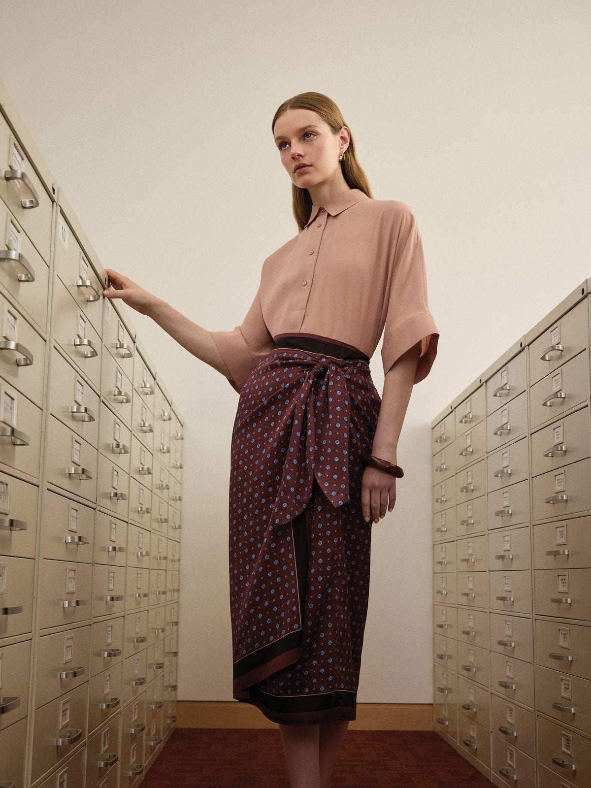 RW&CO Satin High-Rise Wrap Midi Skirt