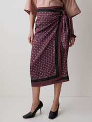 RW&CO Satin High-Rise Wrap Midi Skirt