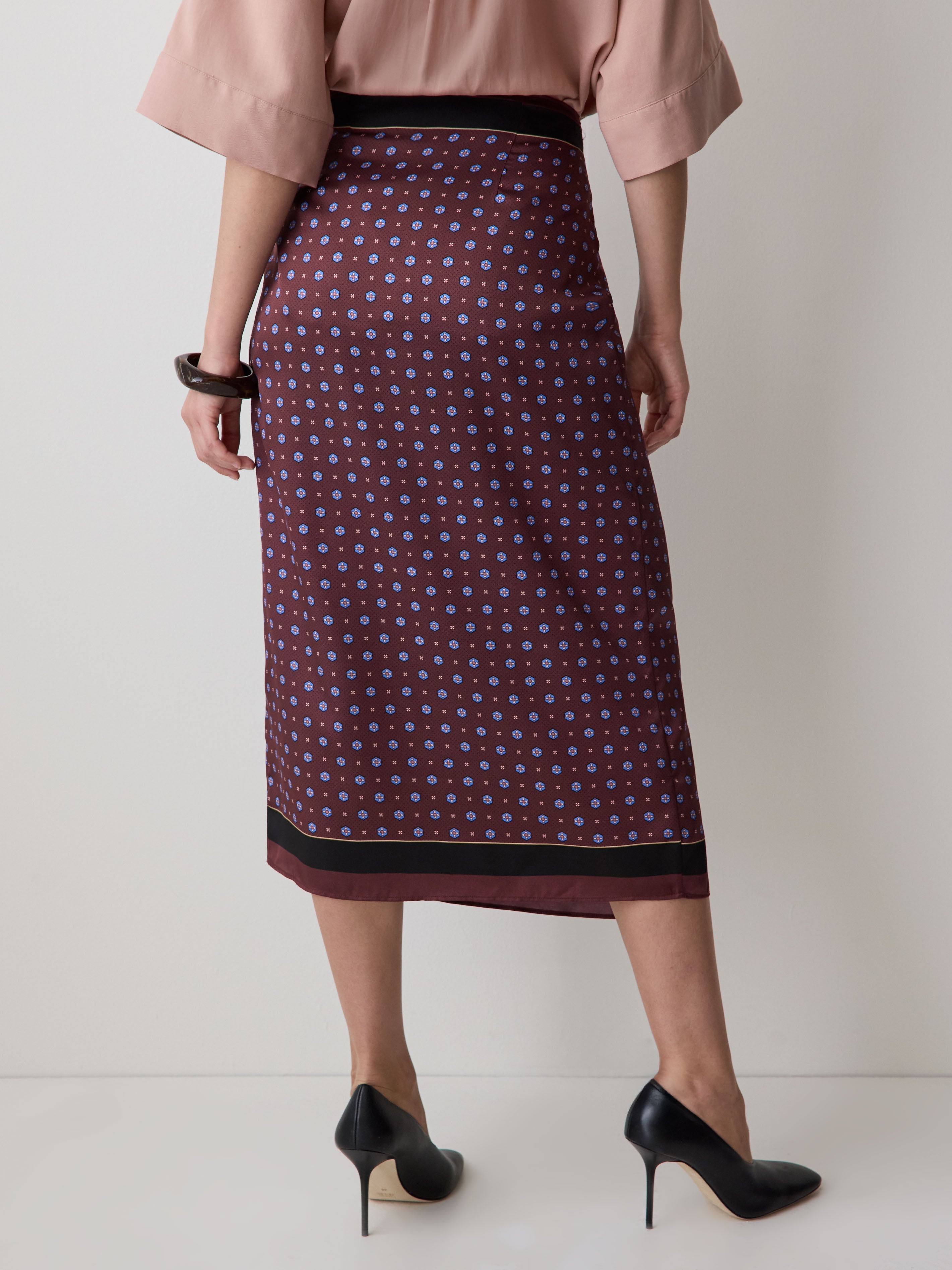 RW&CO Satin High-Rise Wrap Midi Skirt