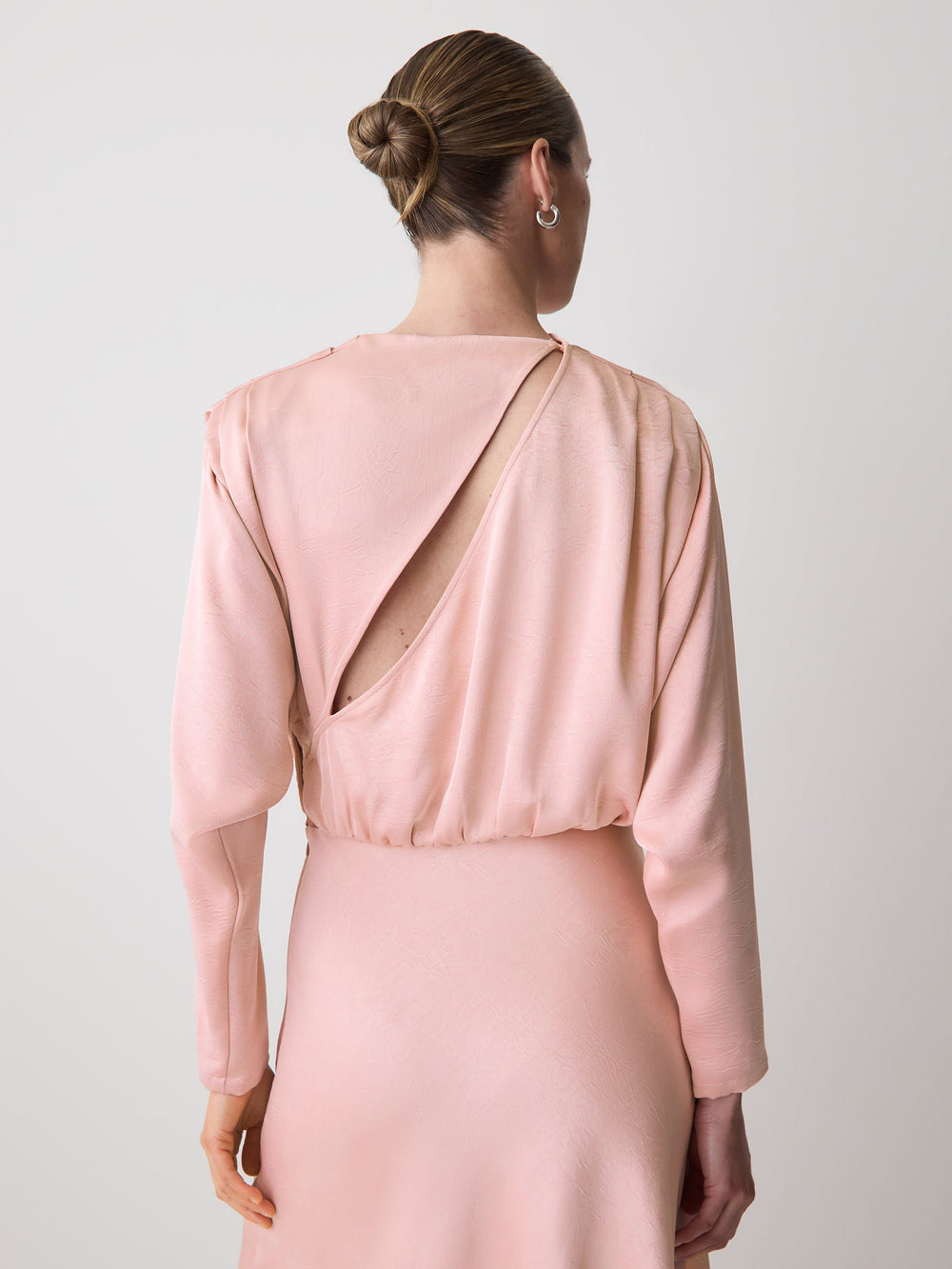 RW&CO Satin Long-Sleeve Draped Midi Dress