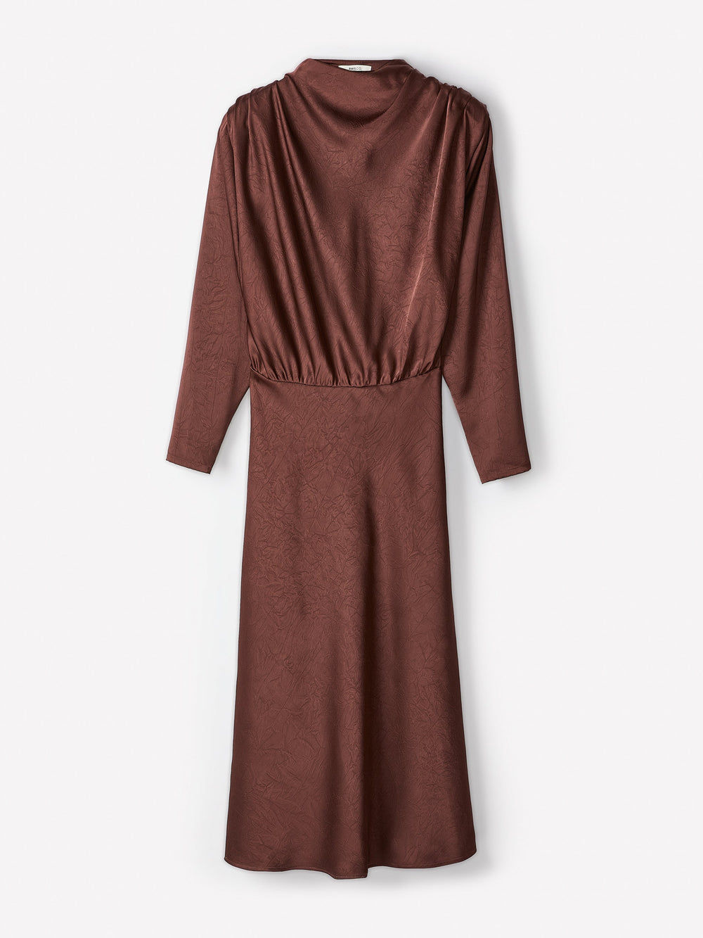 RW&CO Satin Long-Sleeve Draped Midi Dress